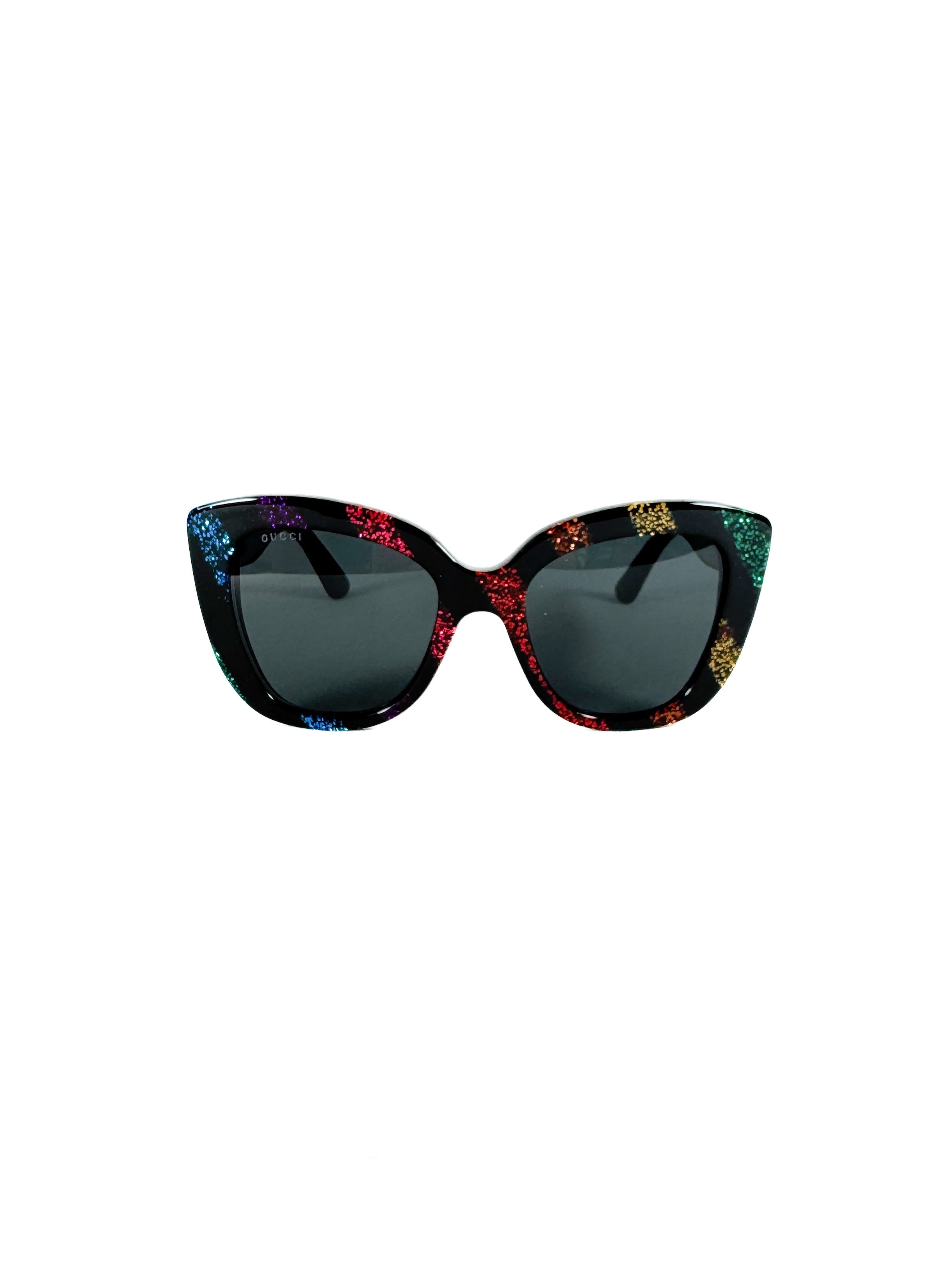 Gucci black GG rainbow glitter sunglasses GG0327S