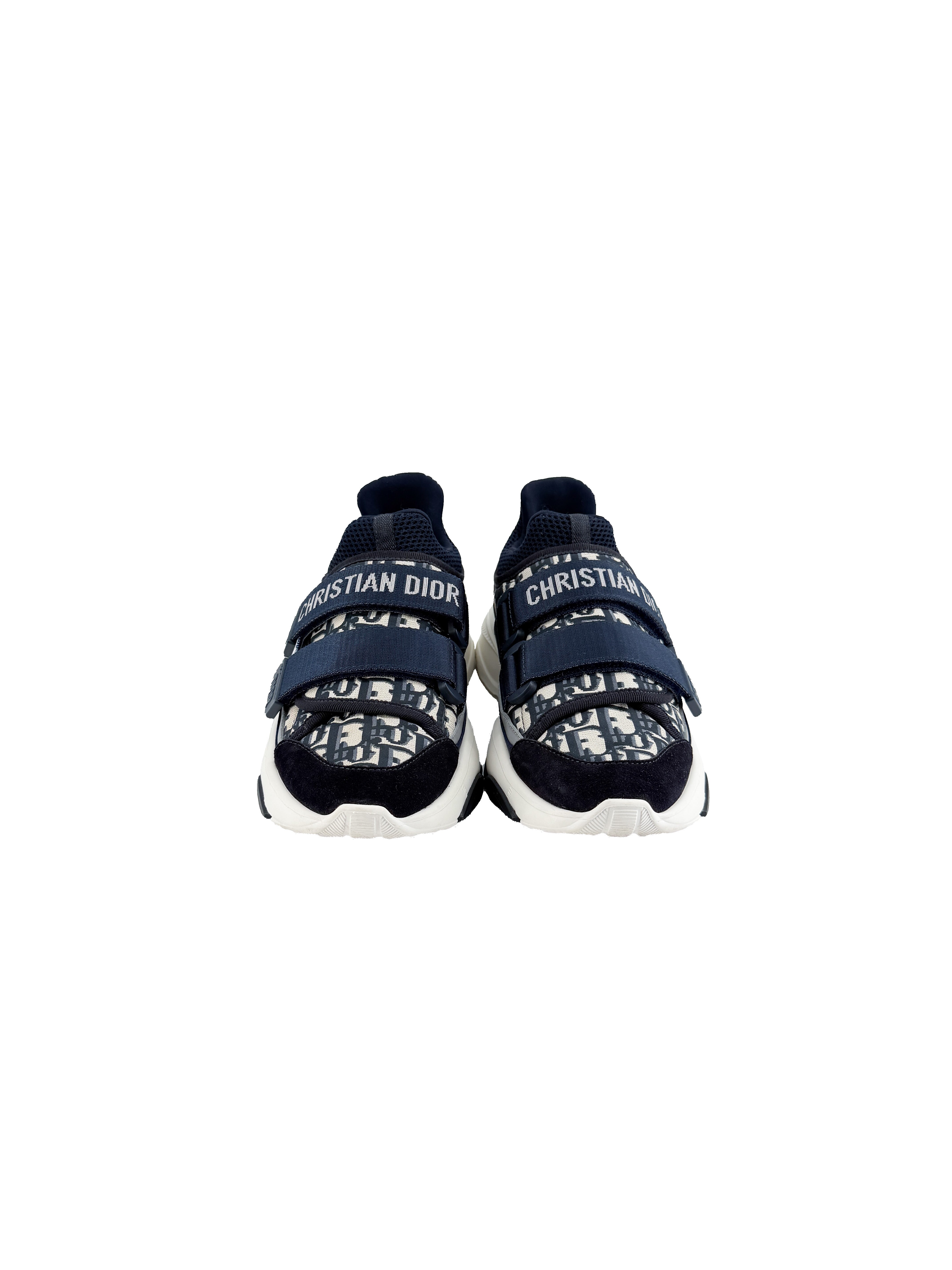 Christian Dior navy D-Wander oblique sneakers size 35.5