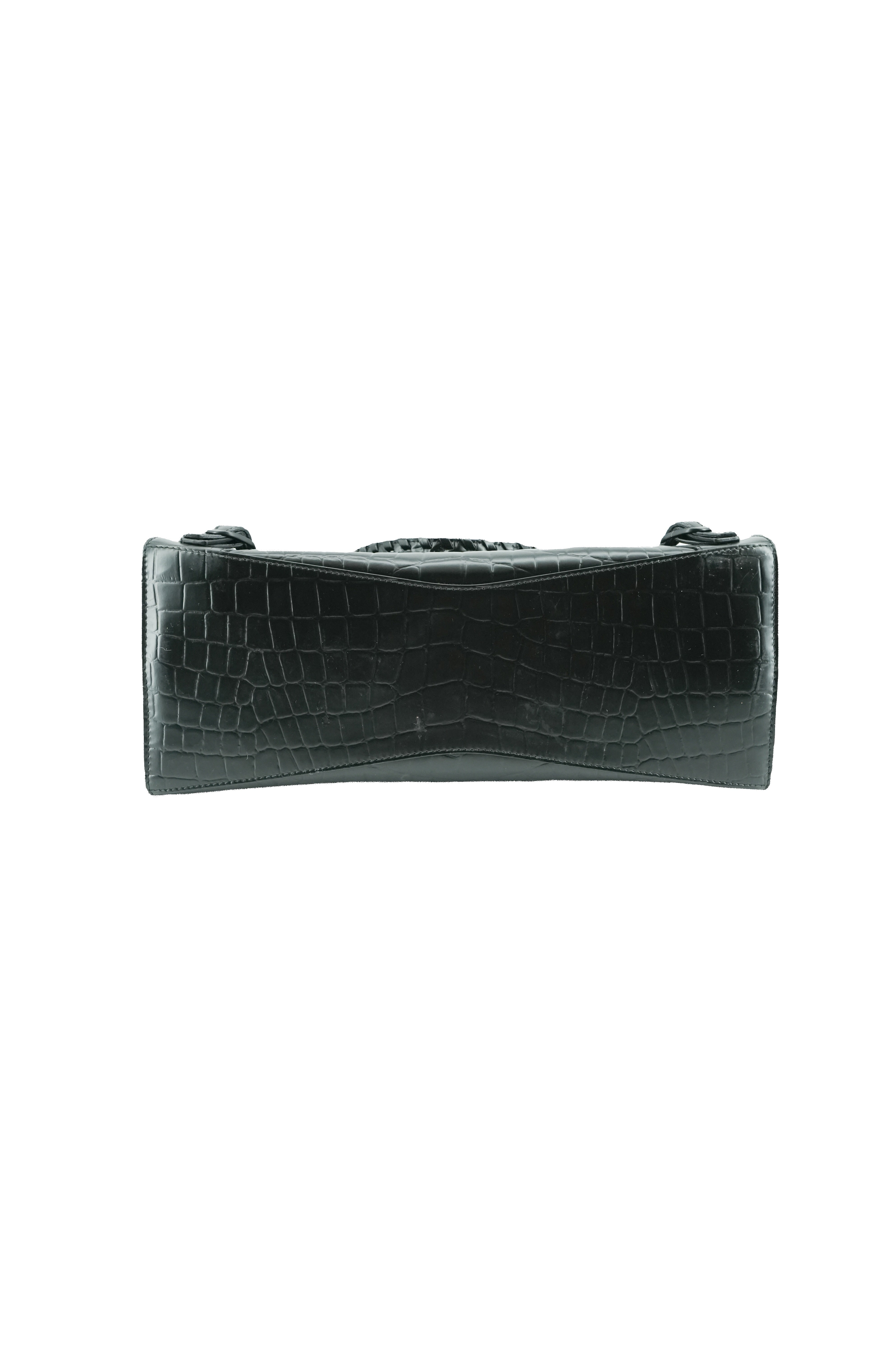 Balenciaga black croc embossed small Neo Classic City