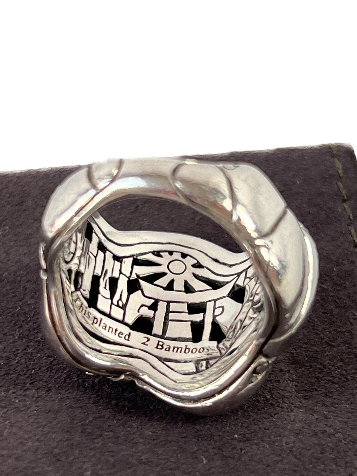 John Hardy sterling silver bamboo domed ring size 7
