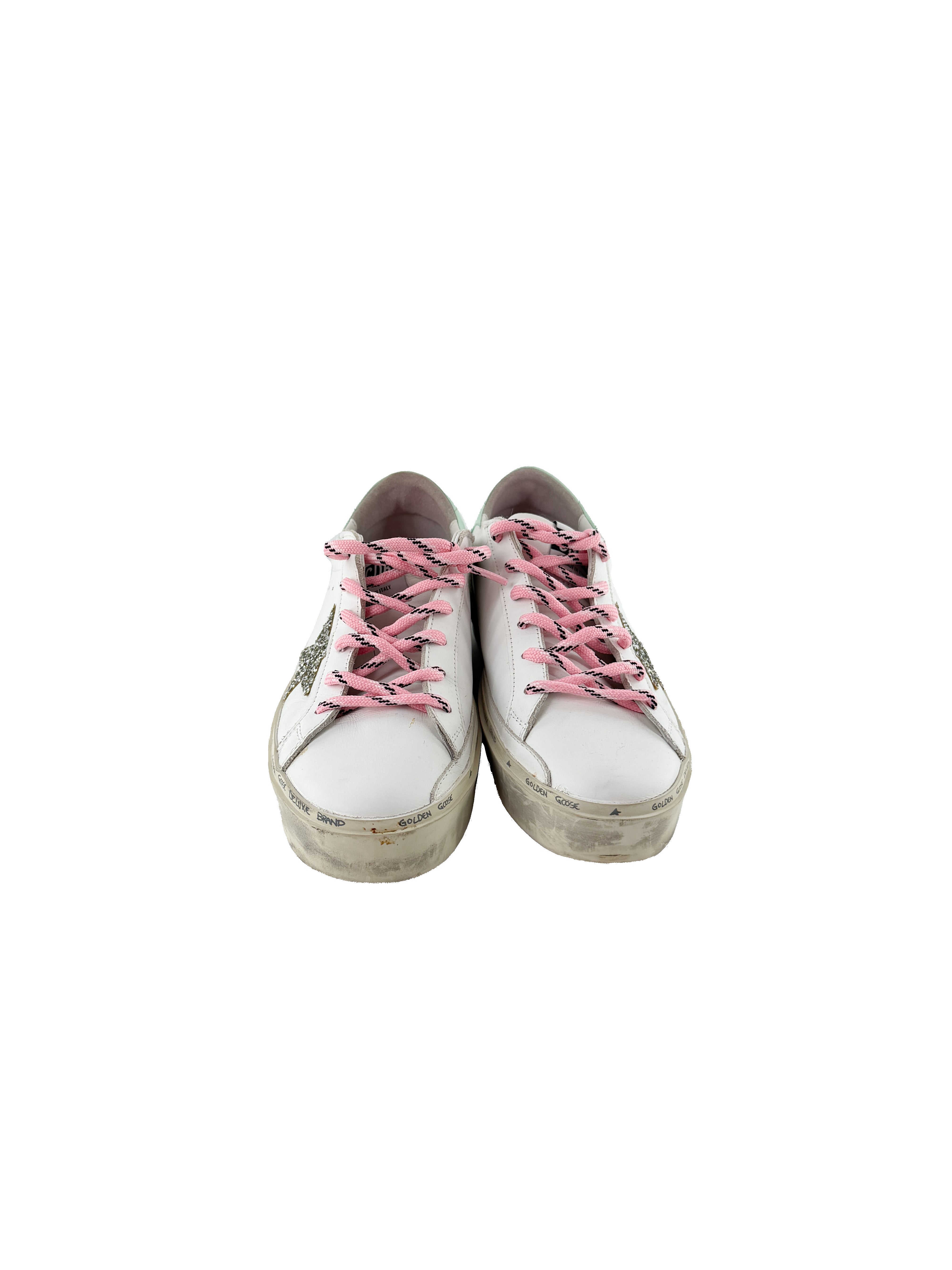 Golden Goose hi star white, pink, mint sneakers size 40 NEW
