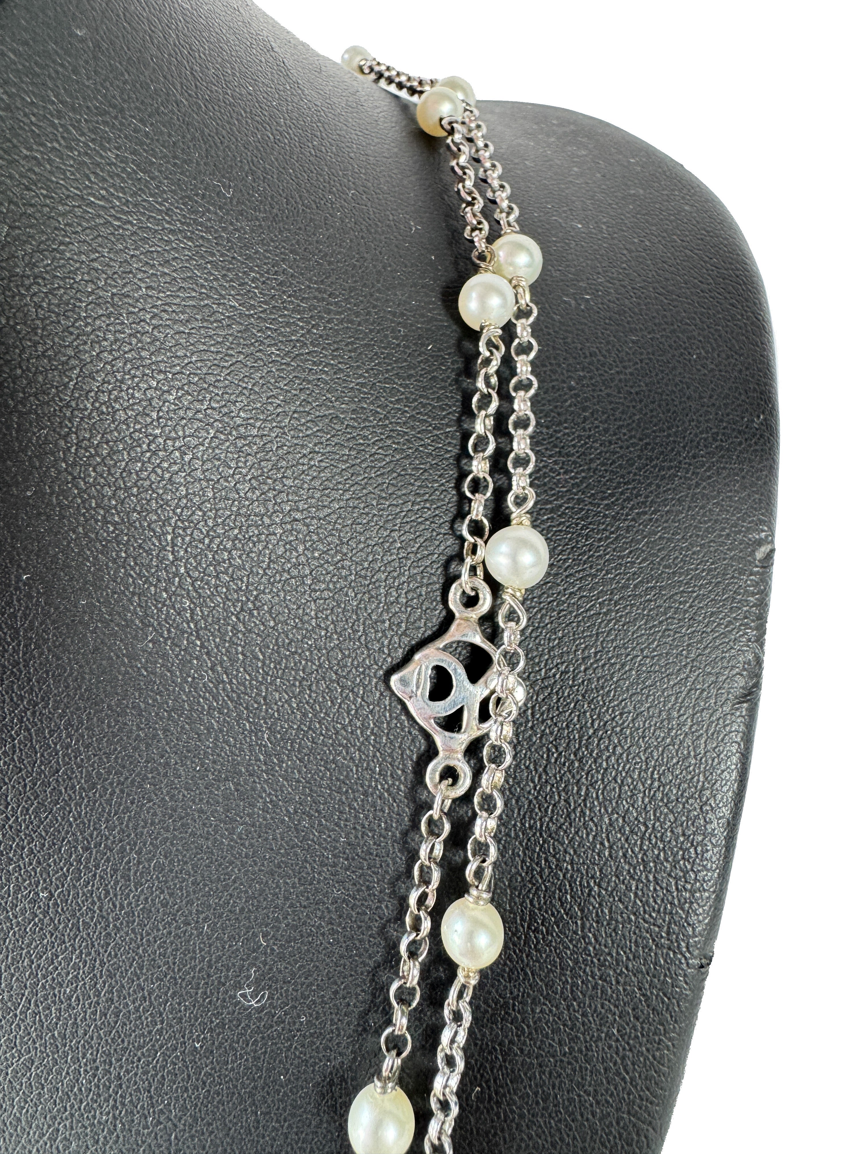 David Yurman sterling silver continuous Pearl necklace