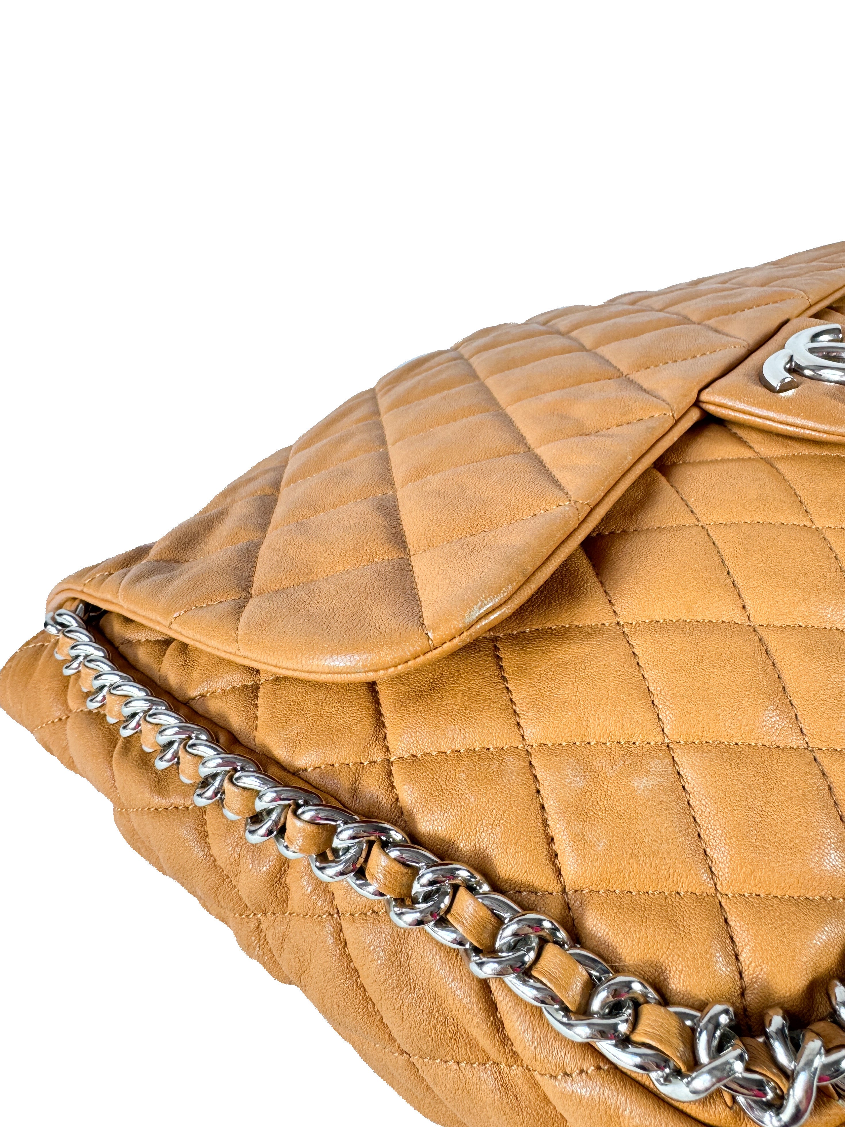 Chanel brown quilted chain around maxi flap shoulder bag 17236173