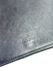 Gucci black leather bamboo handle bag 001-3239 001992