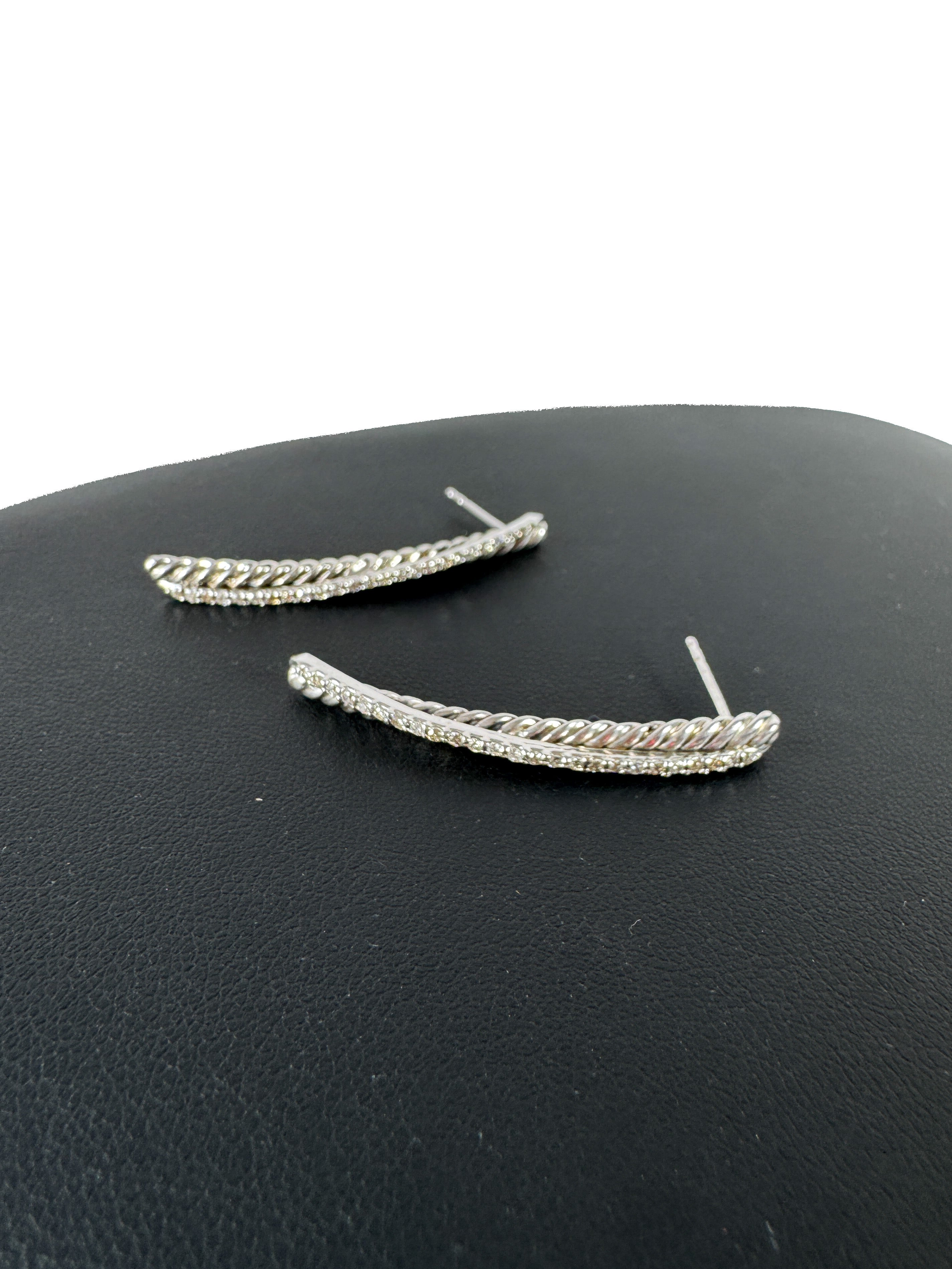 David Yurman sterling silver & diamonds drop earrings