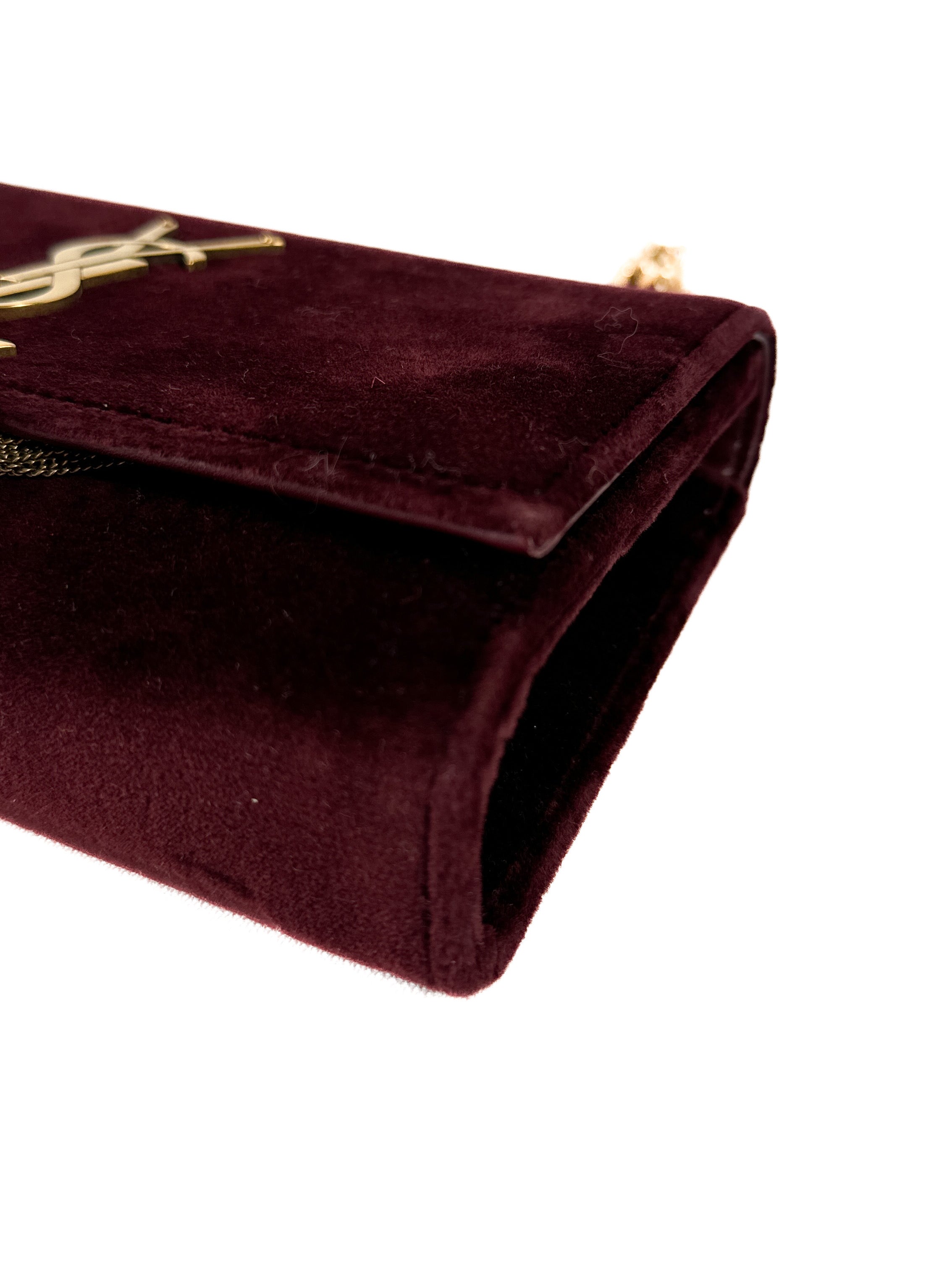 Saint Laurent burgundy velvet Kate bag (BOX) GLT4743661218