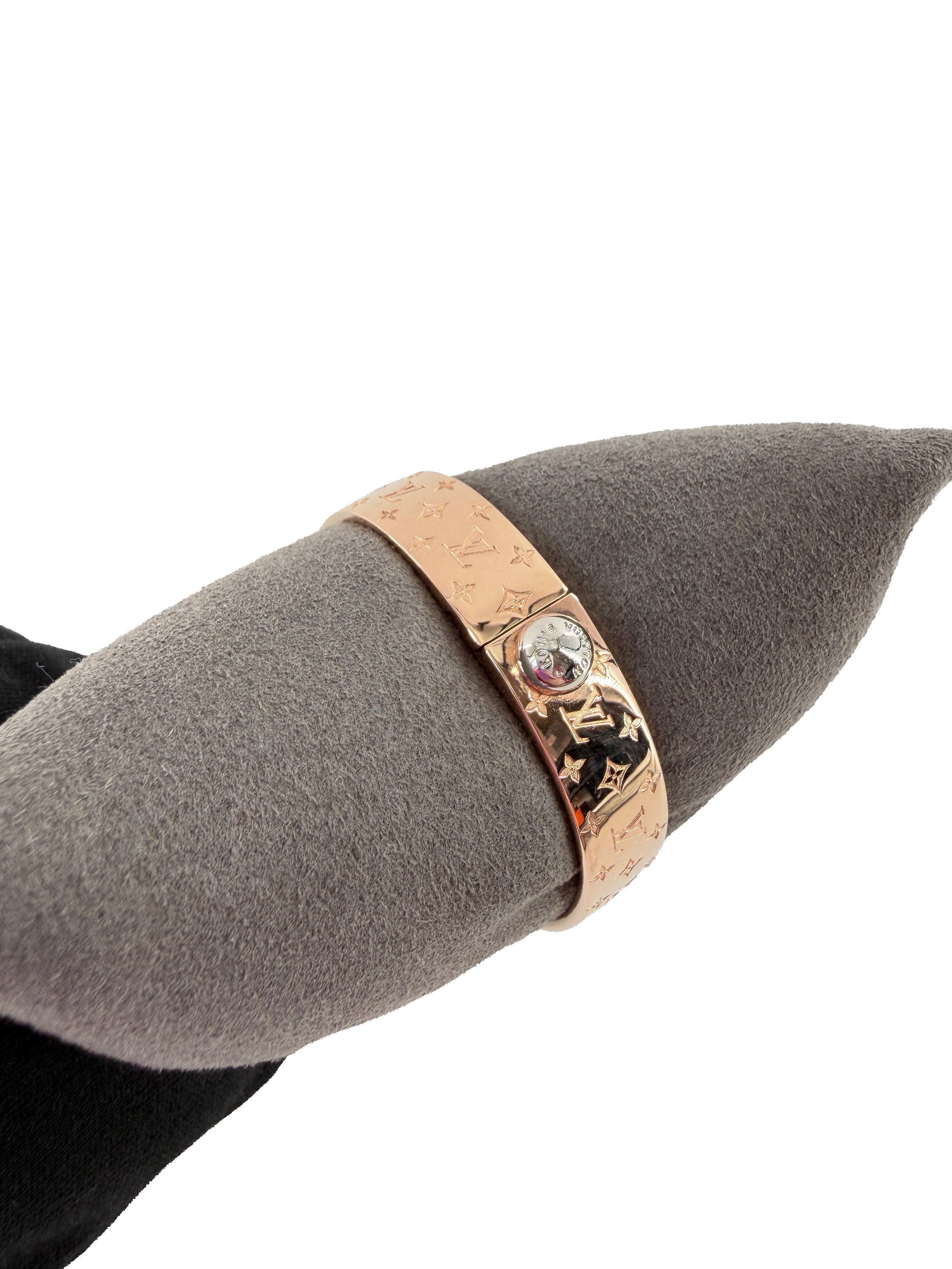 Louis Vuitton rose gold tone nanogram bracelet LE1119