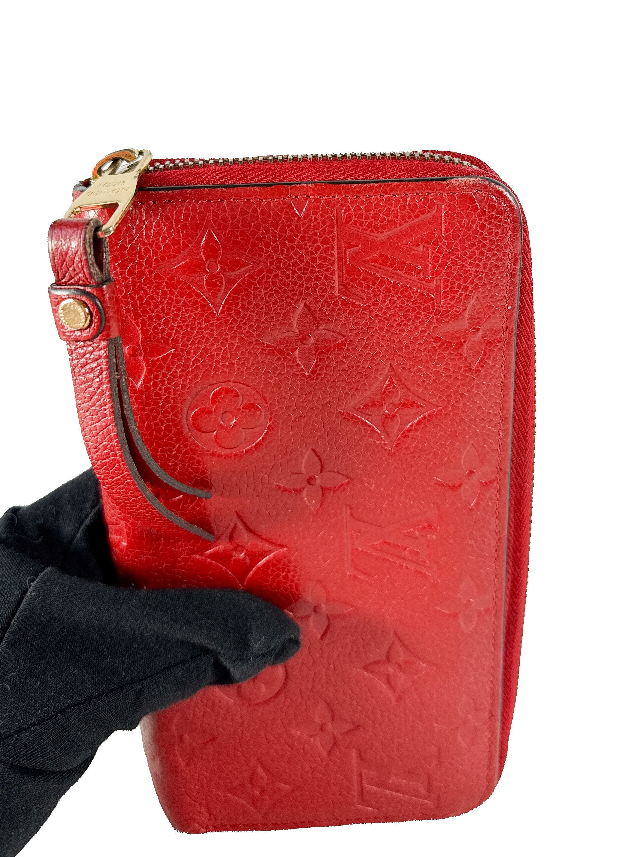 Louis Vuitton monogram red empreinte leather zippy wallet SP2117