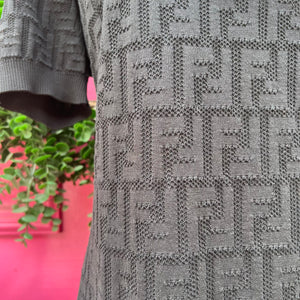 Fendi black Zucca print knit dress size 48 (12) NWT retail $2050
