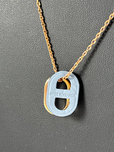 Hermès O'Maillon swift pendant necklace rose gold/blue