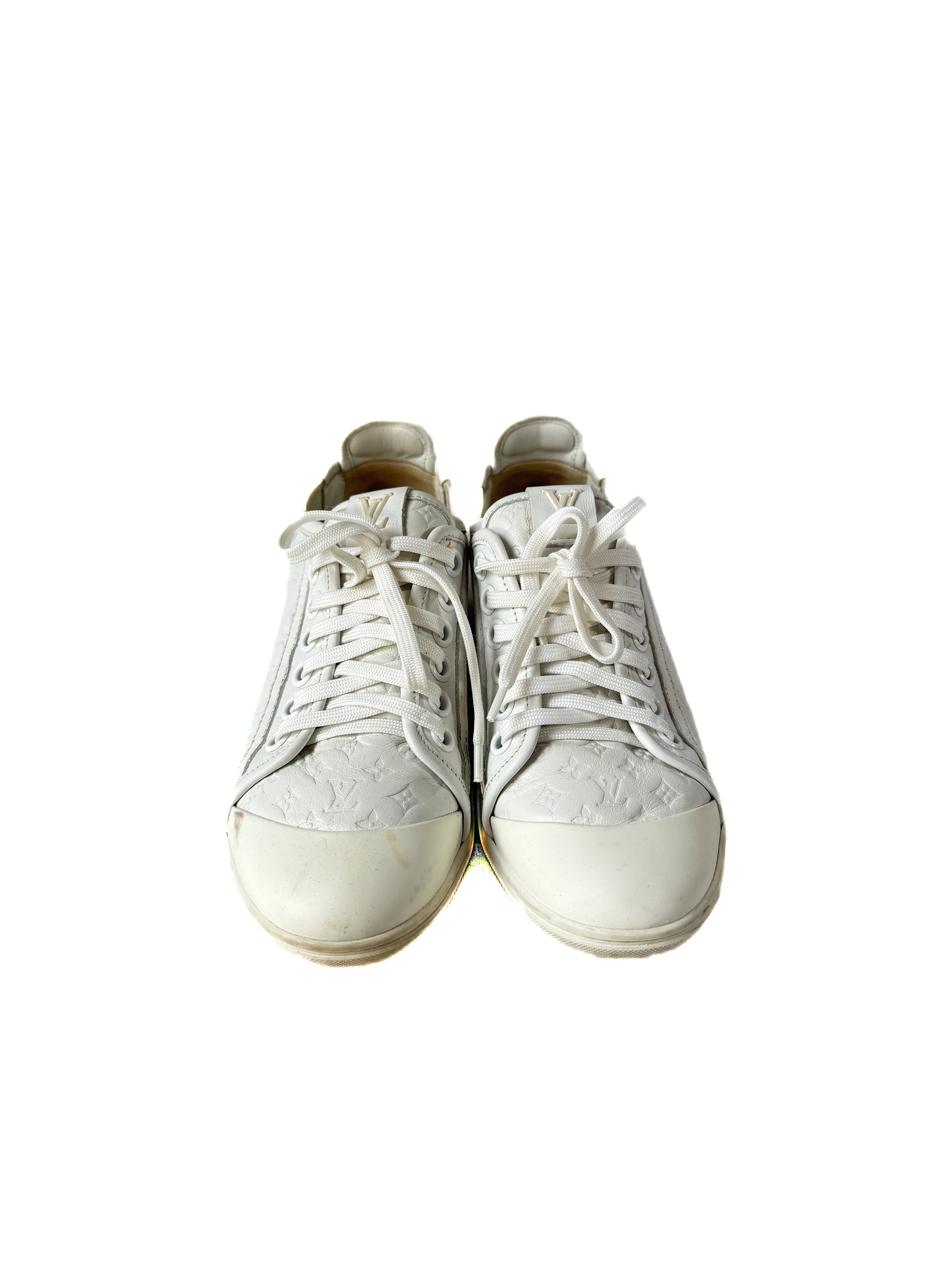 Louis Vuitton white leather monogram sneakers size 37 MS0172