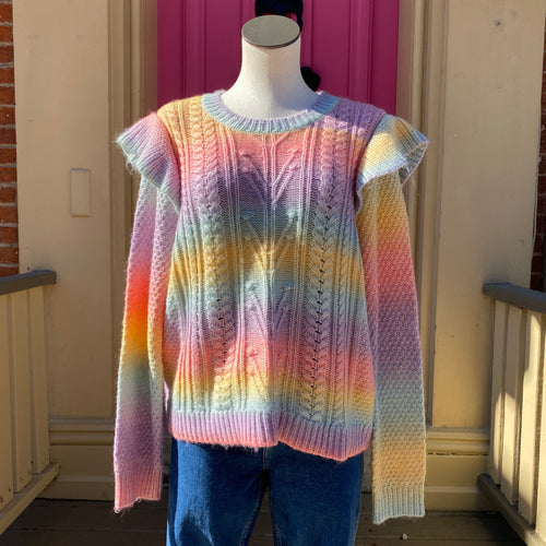 Ann Taylor LOFT rainbow ruffle sweater size XL NWT