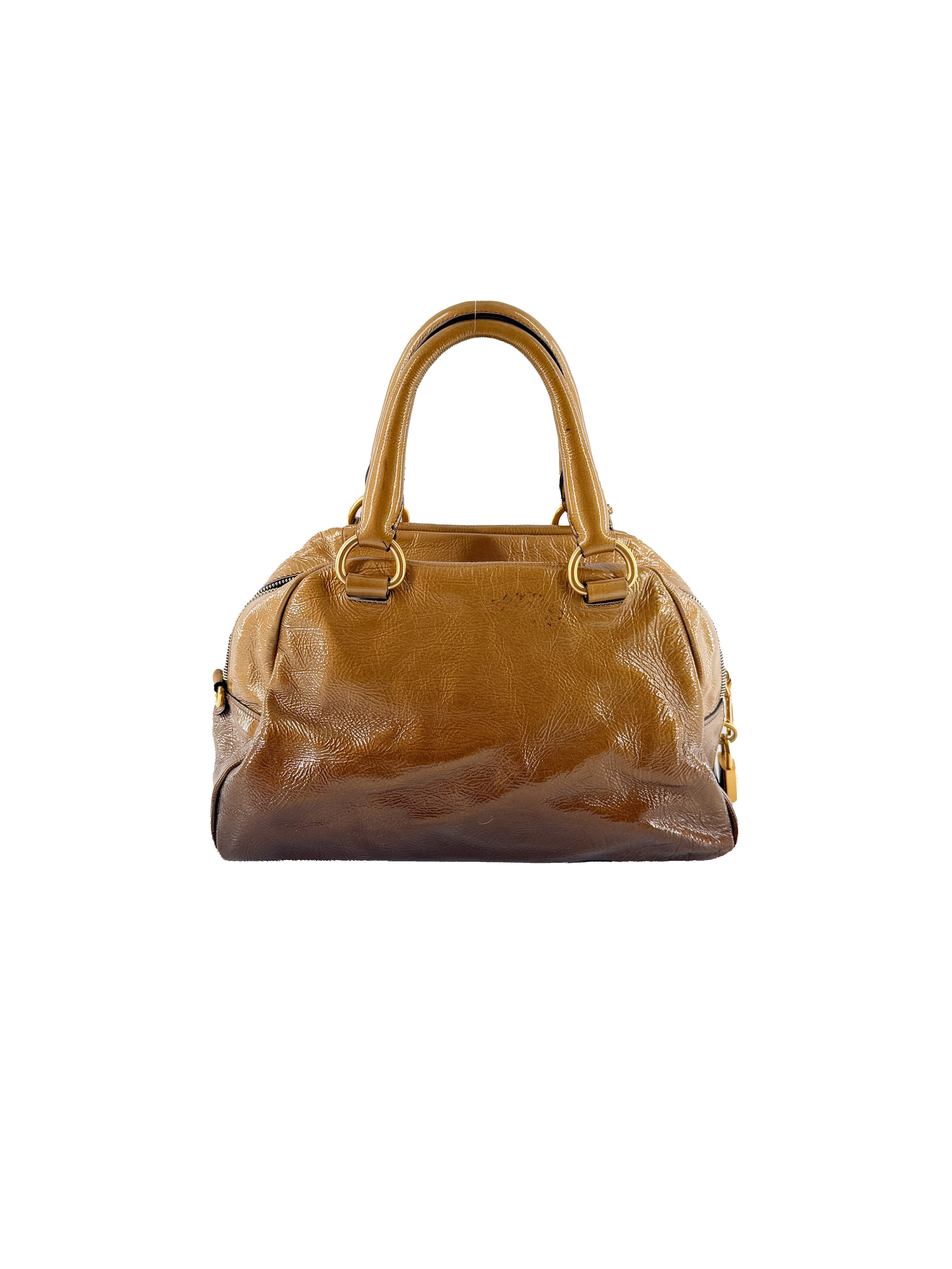 Prada brown Vernice sfumato handle bag 129