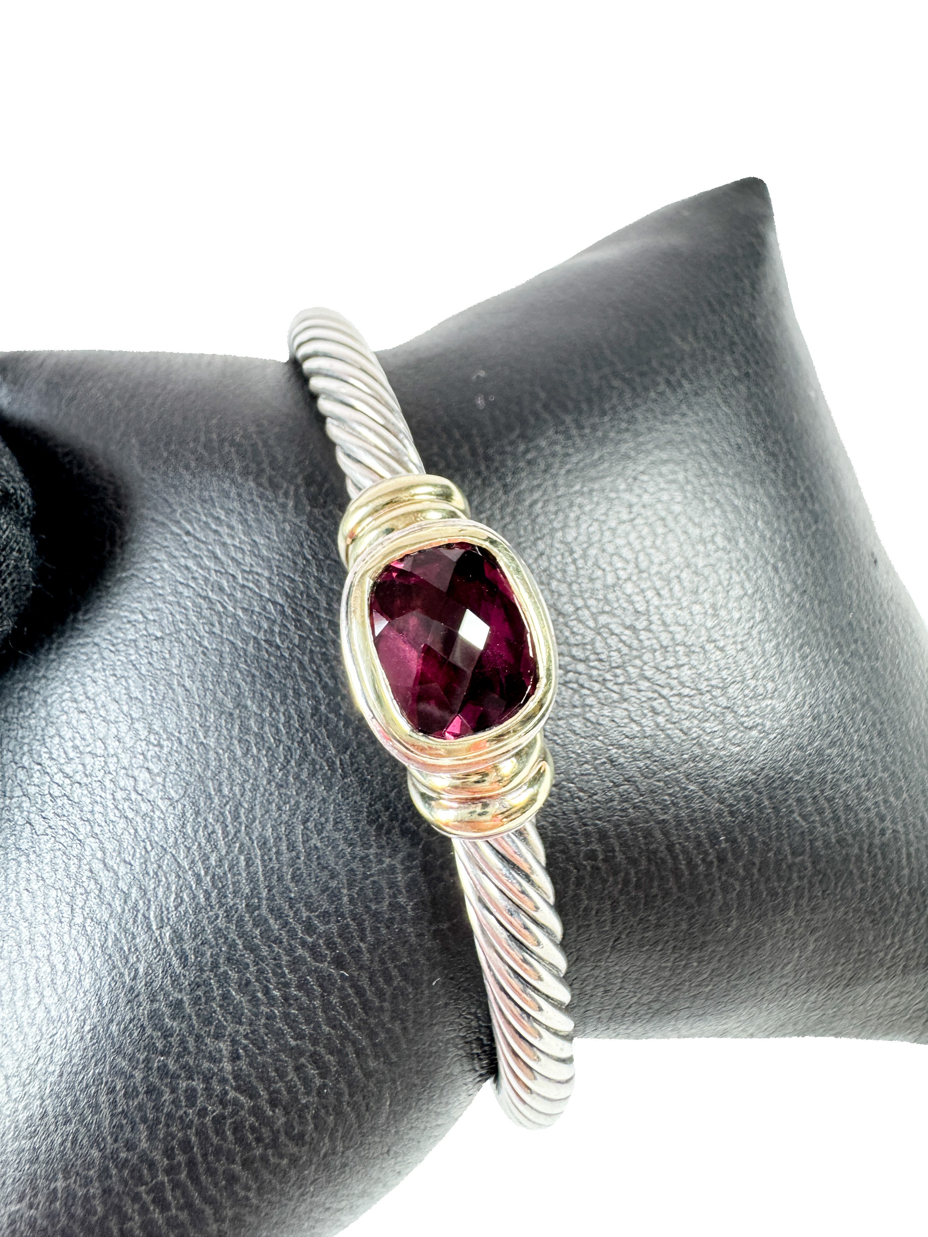 David Yurman sterling silver, yellow gold, Ruby Noblesse bracelet