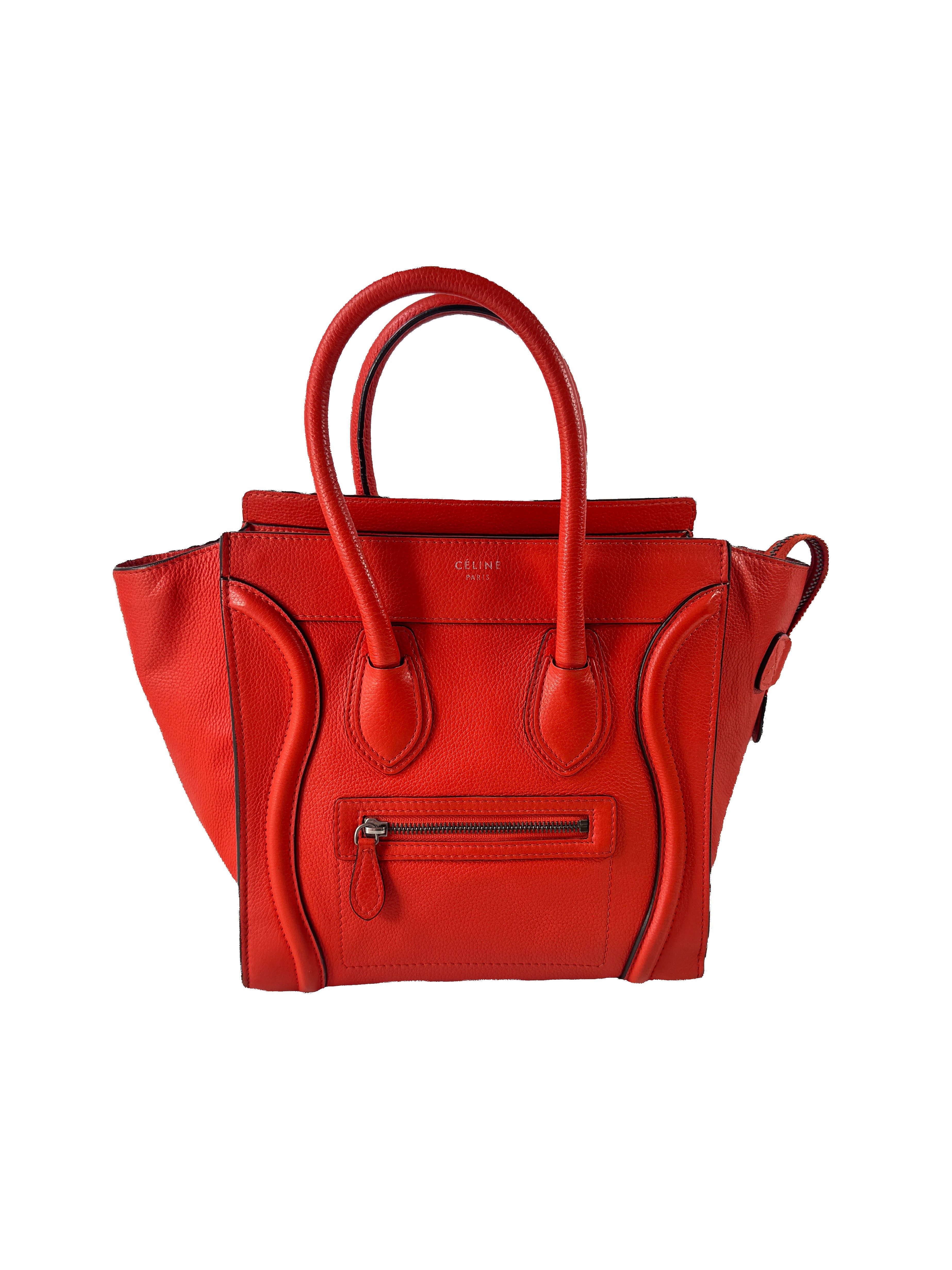 Celine red/orange micro luggage tote F-CE-0153