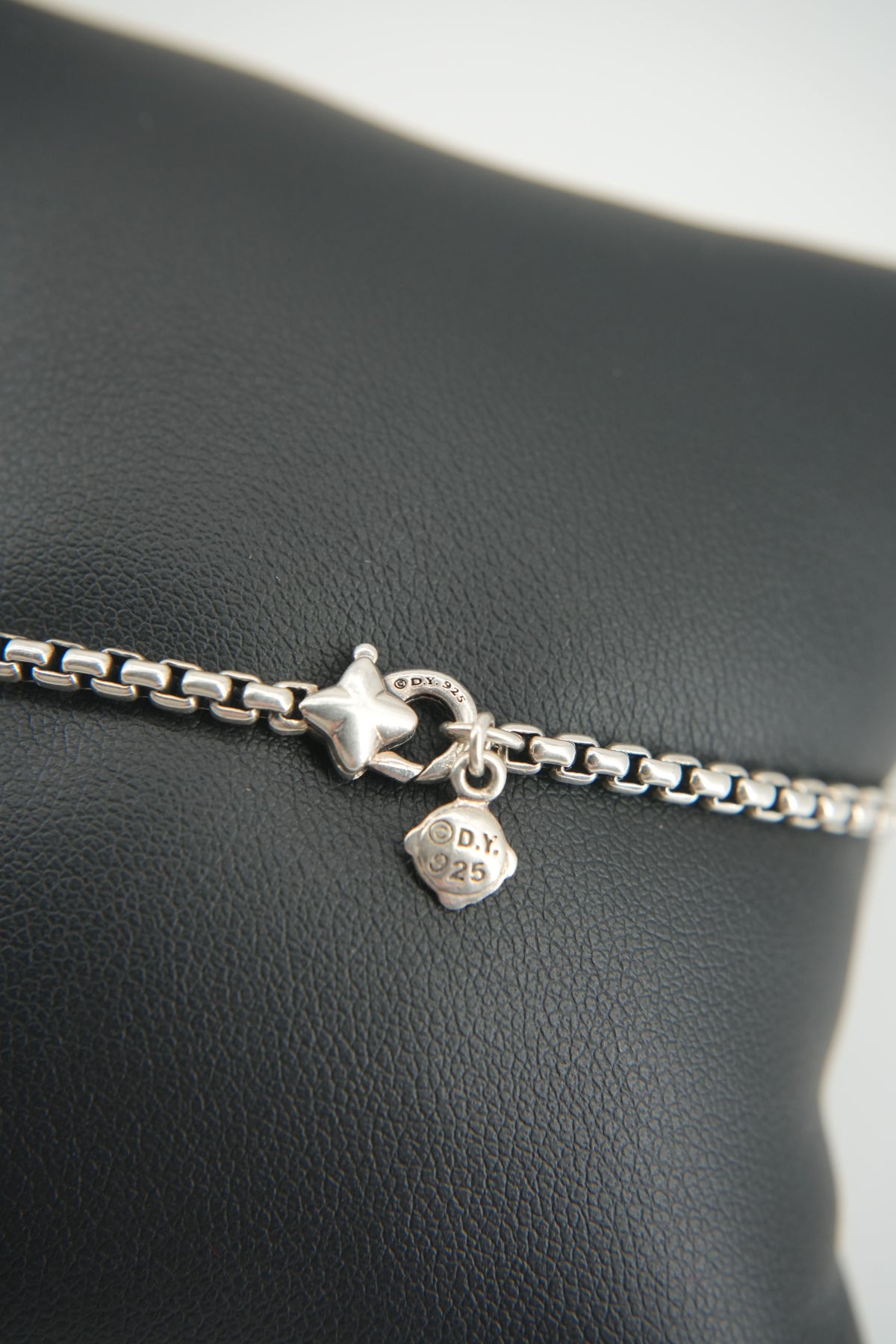 David Yurman sterling silver diamond Petite Metro bar box link bracelet