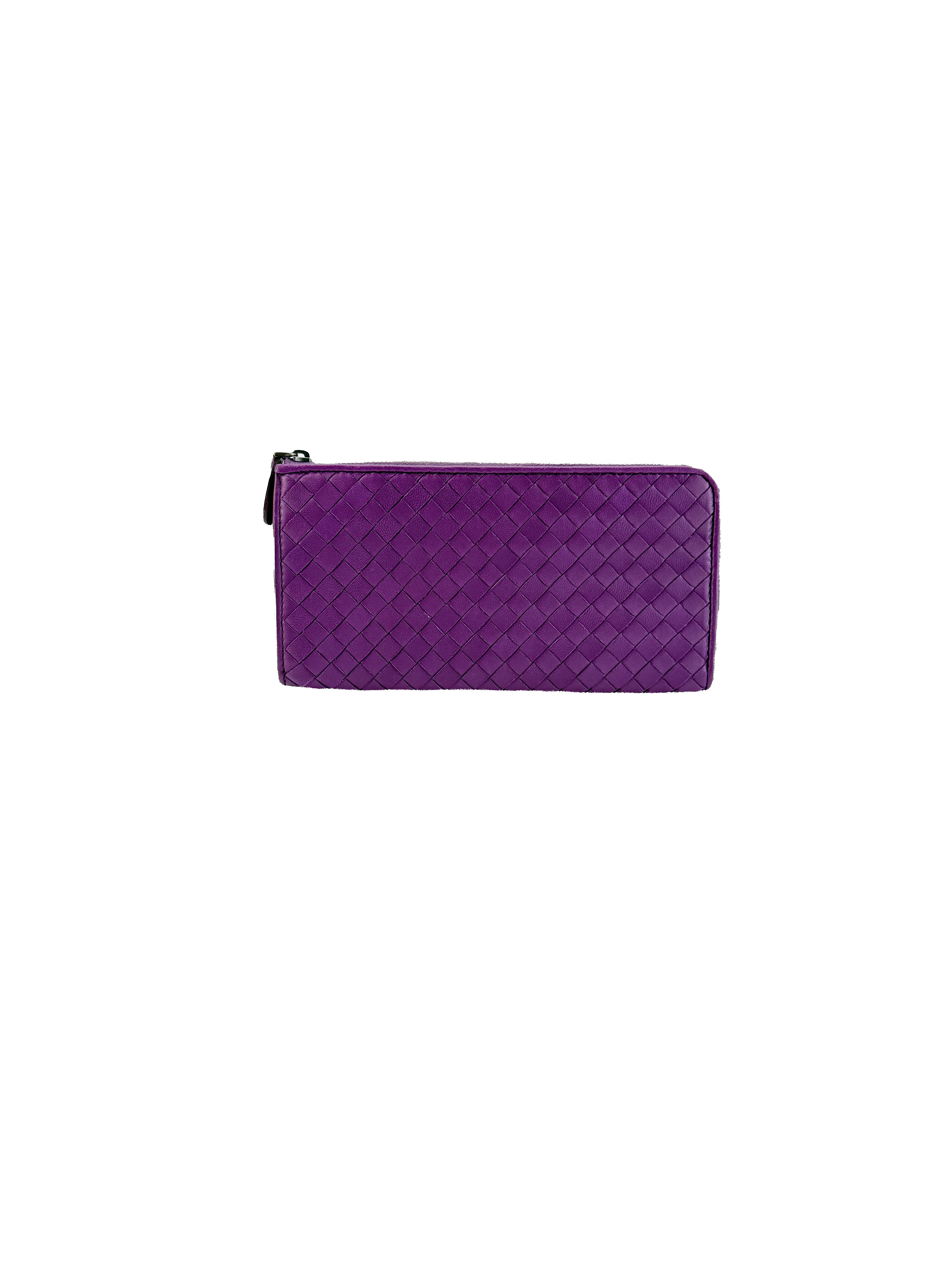 Bottega Veneta purple Intrecciato leather wallet B03497576W BOX