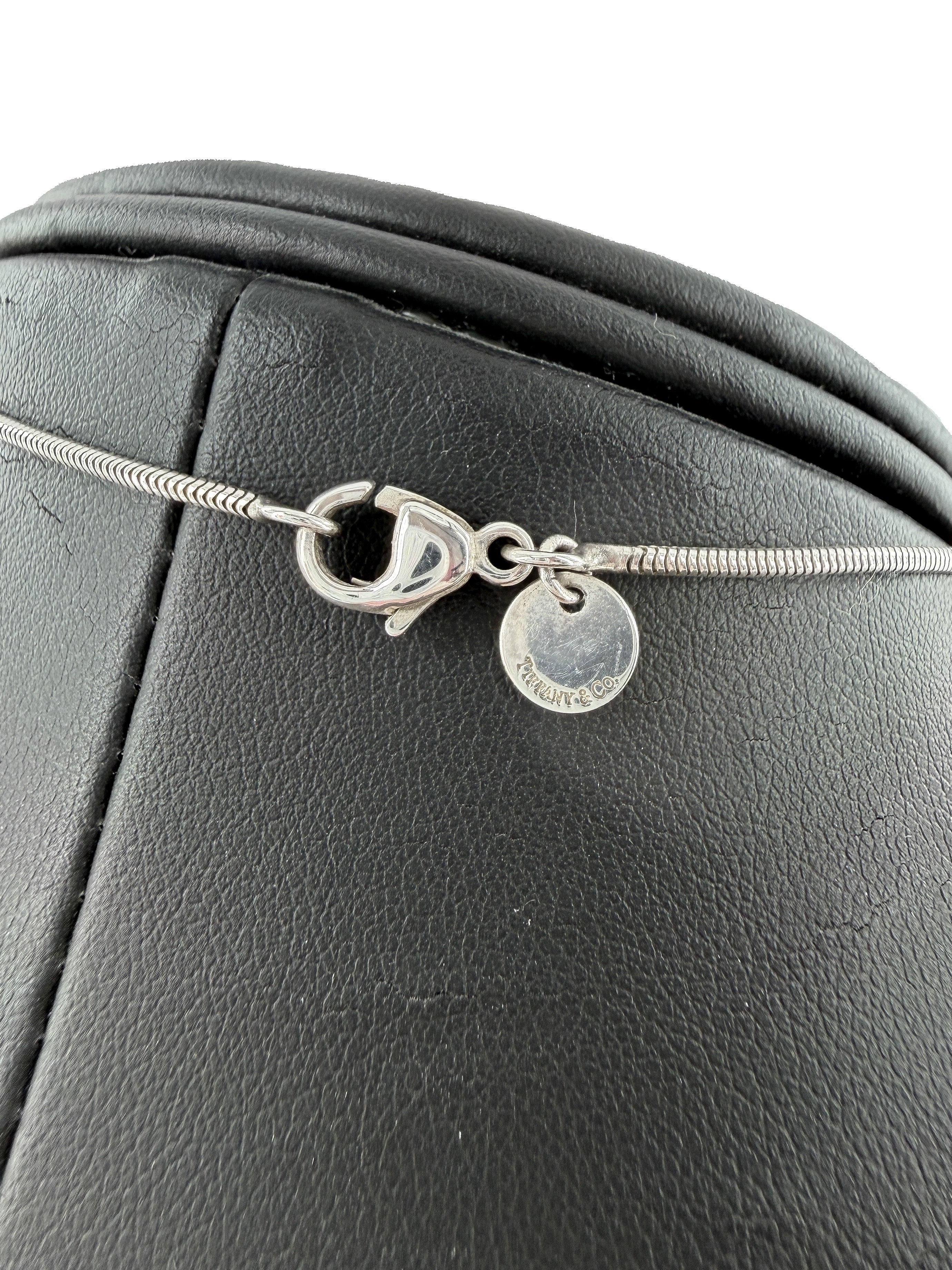 Tiffany & Co sterling silver disk R initial pendant necklace