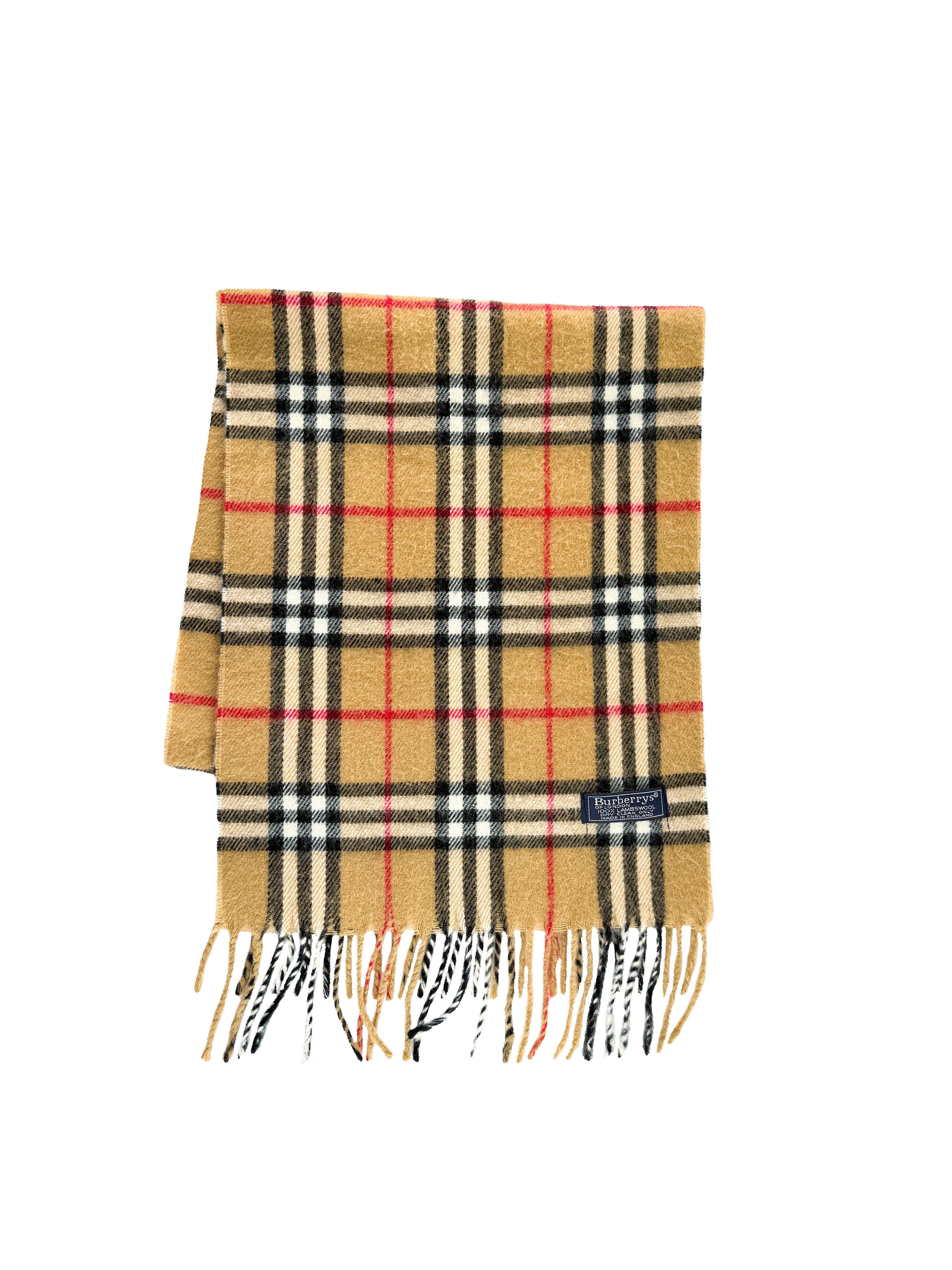 Burberry brown plaid vintage lambswool scarf