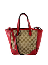 Gucci red brown signature small Bree tote 204046