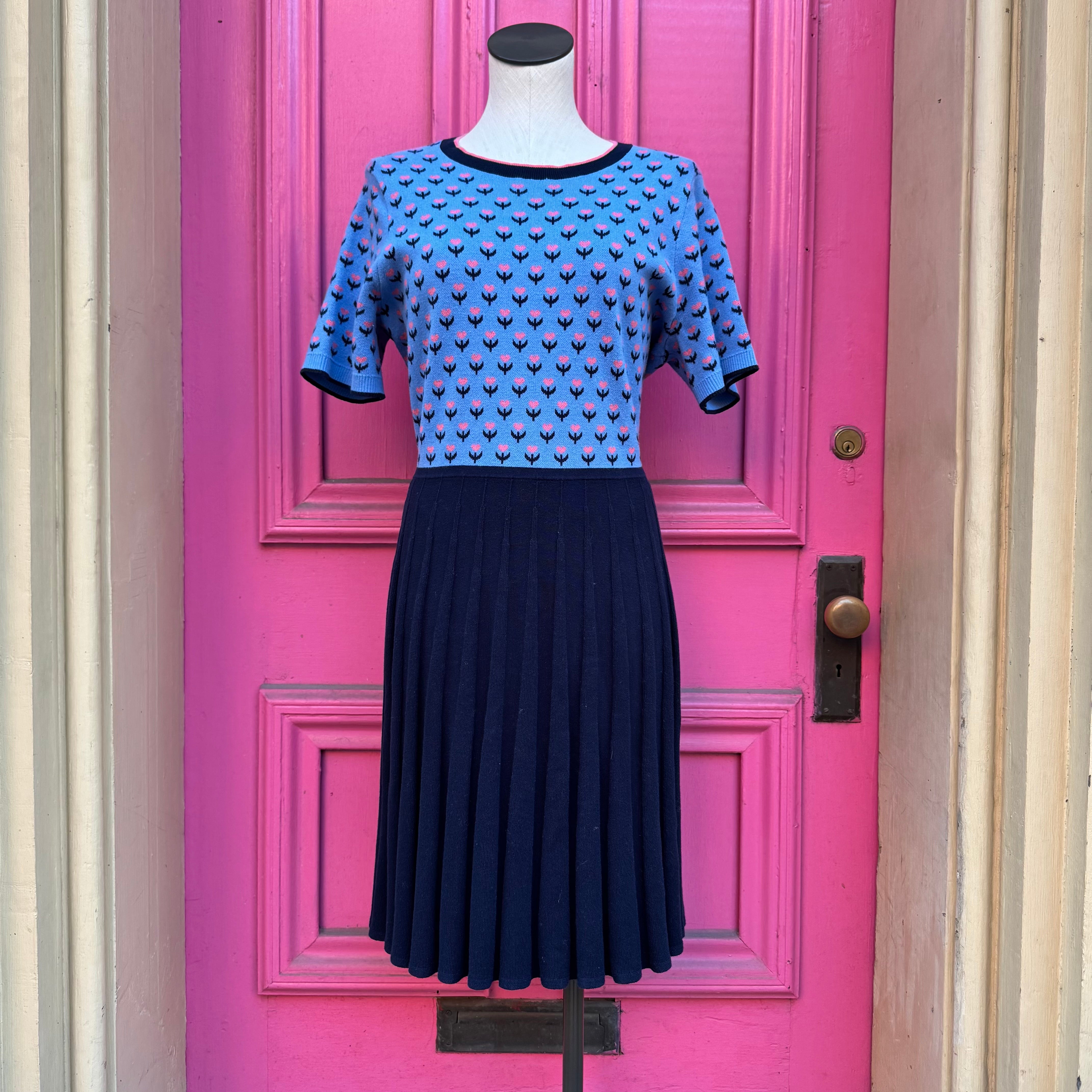 Draper James blue pink knit short sleeve dress size 1X
