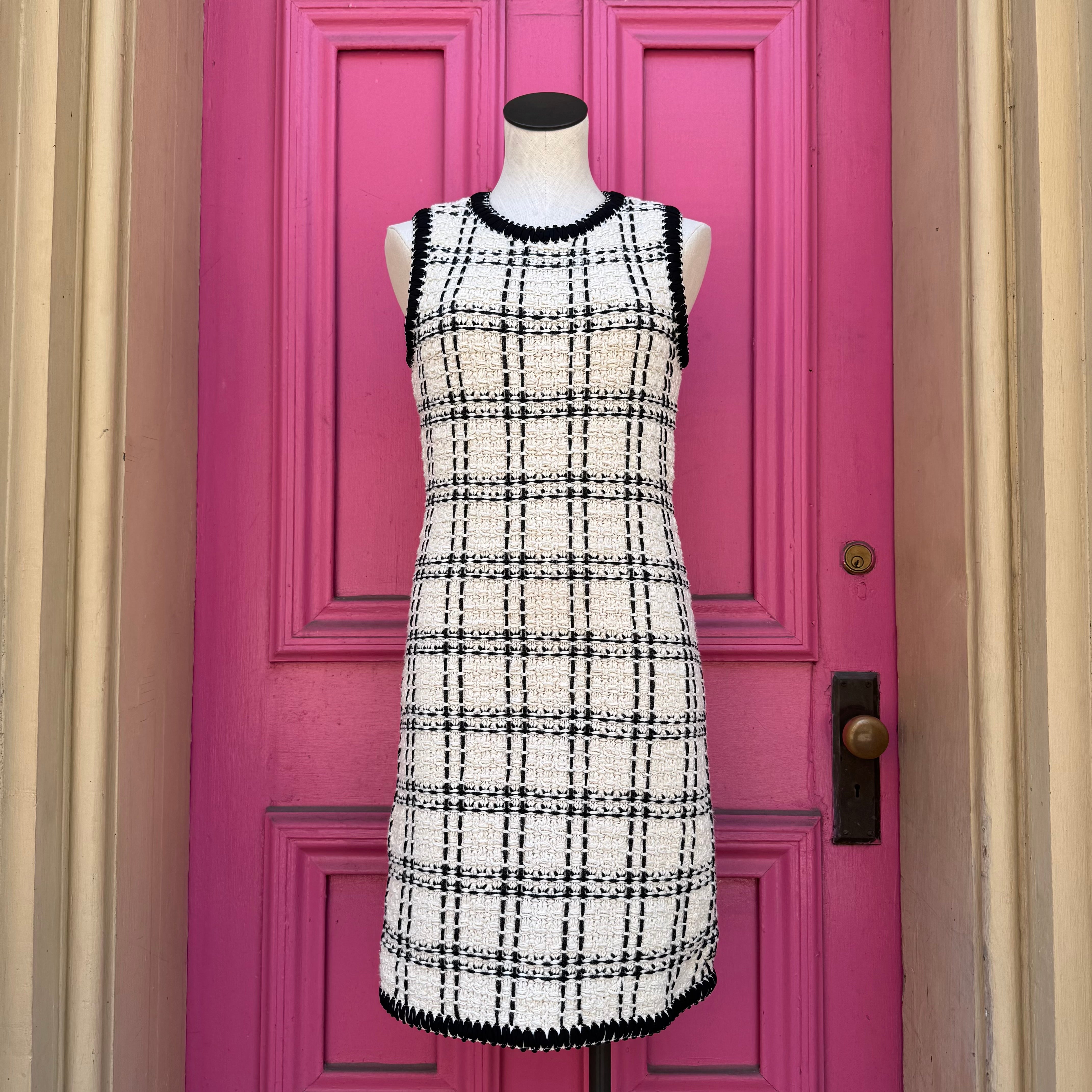 Tory Burch cream black tweed tank dress size S
