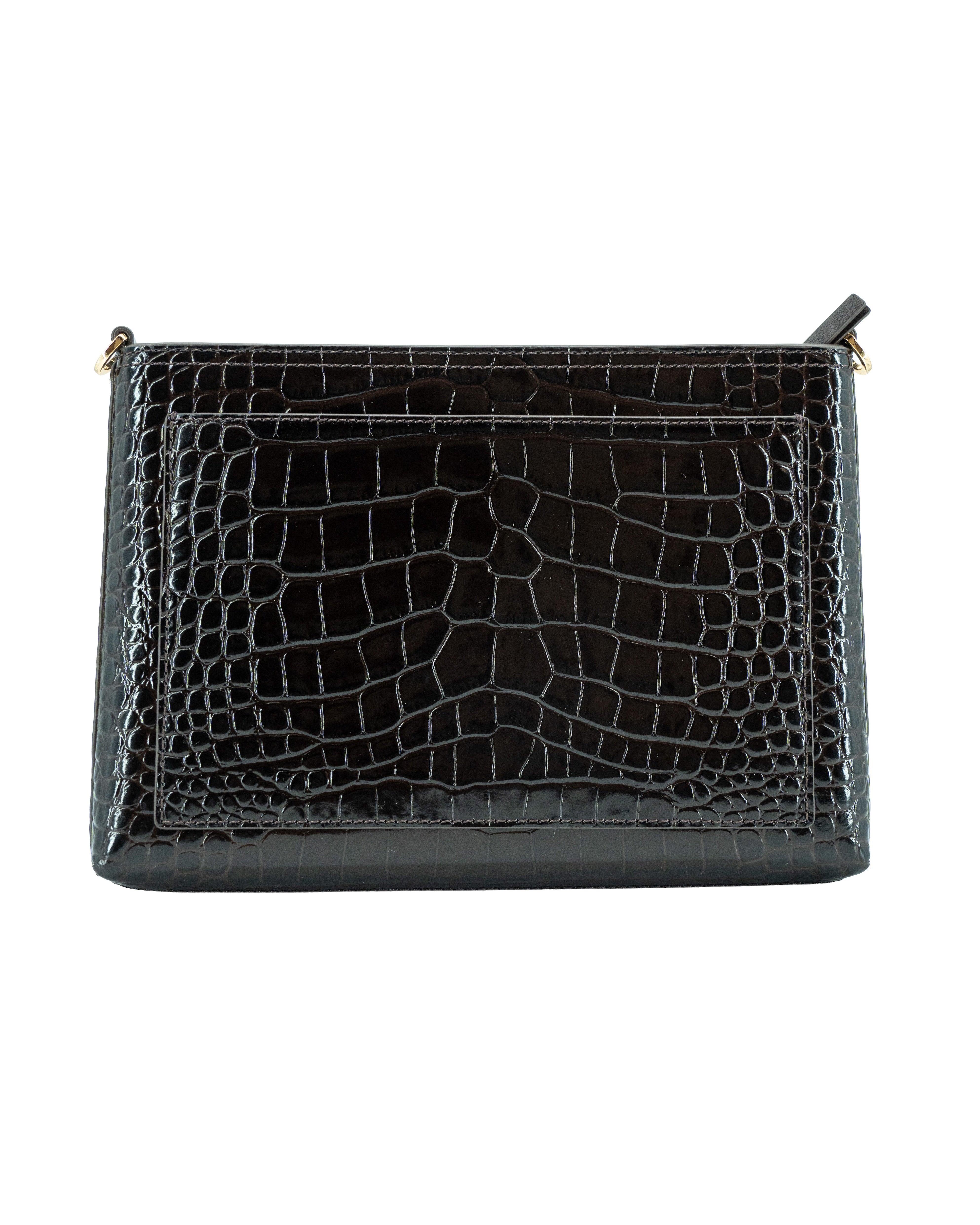 Tory Burch brown Blake croc embossed leather crossbody