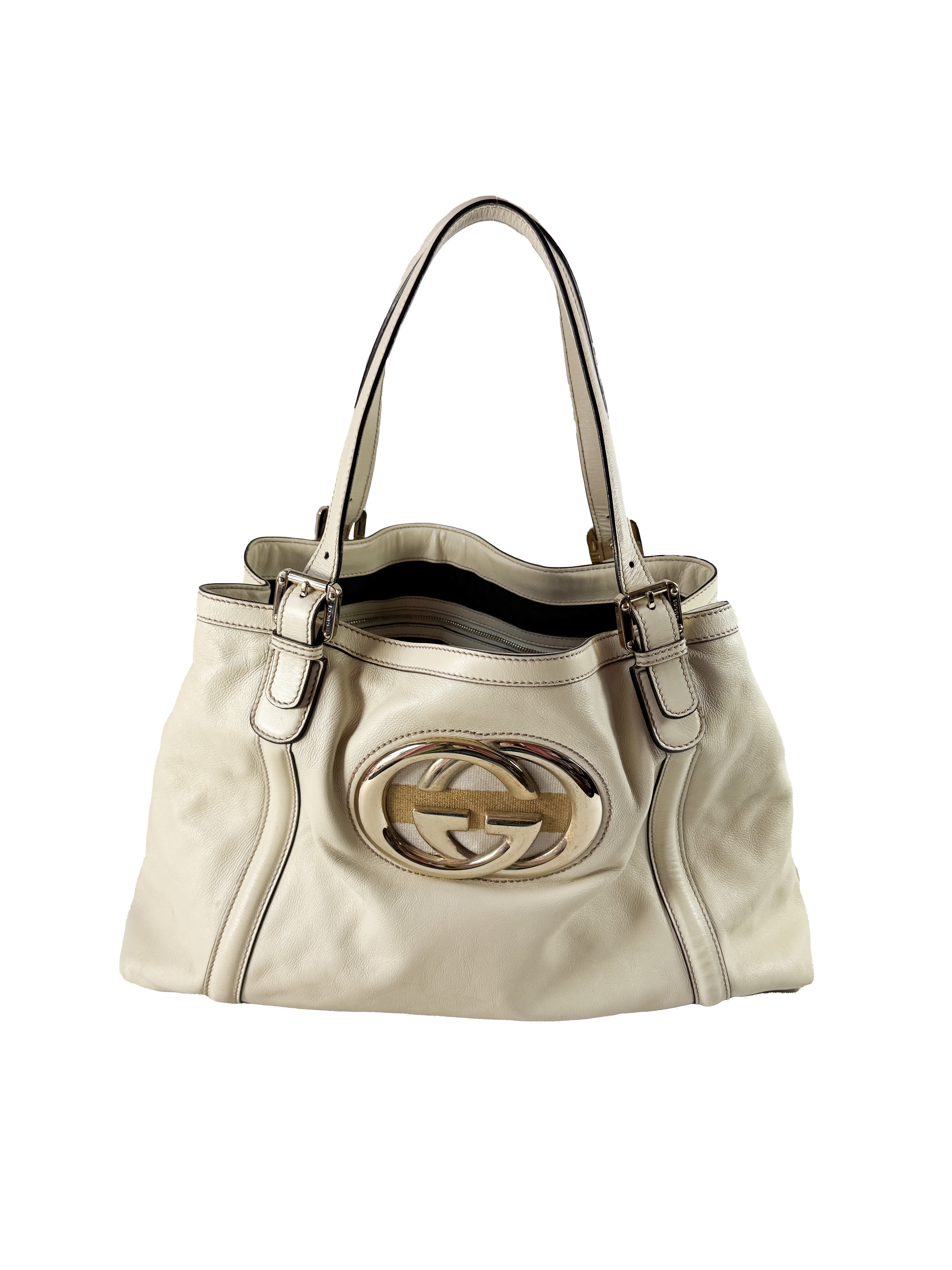 Gucci cream Britt leather shoulder bag 213317 *as is*