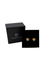 Versace small Medusa gold tone stud earrings retail $295