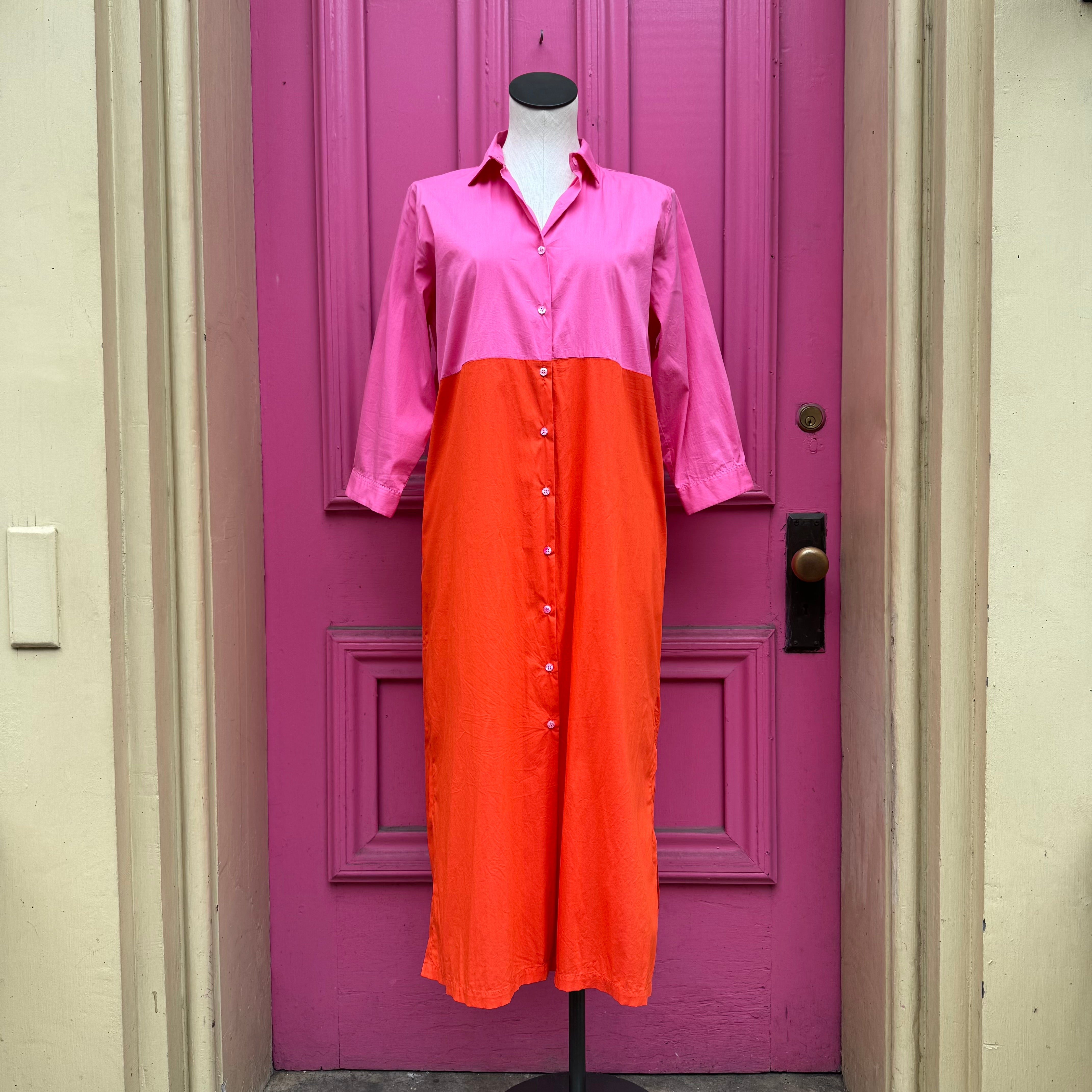 Vilagallo pink orange shirt dress size 6/8