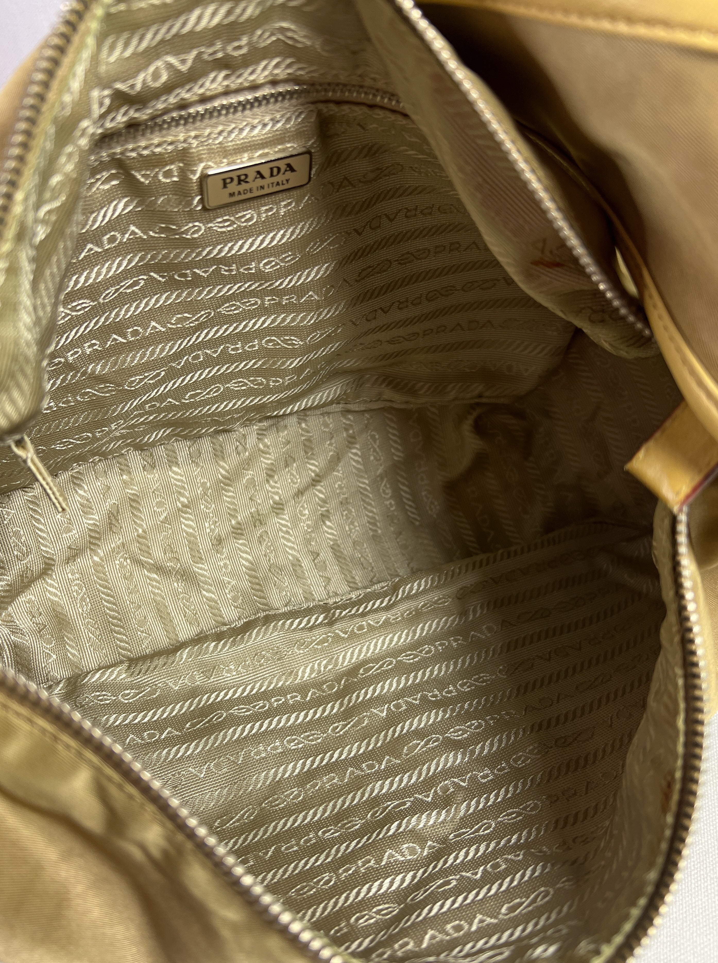 Prada golden beige hobo tessuto shoulder bag