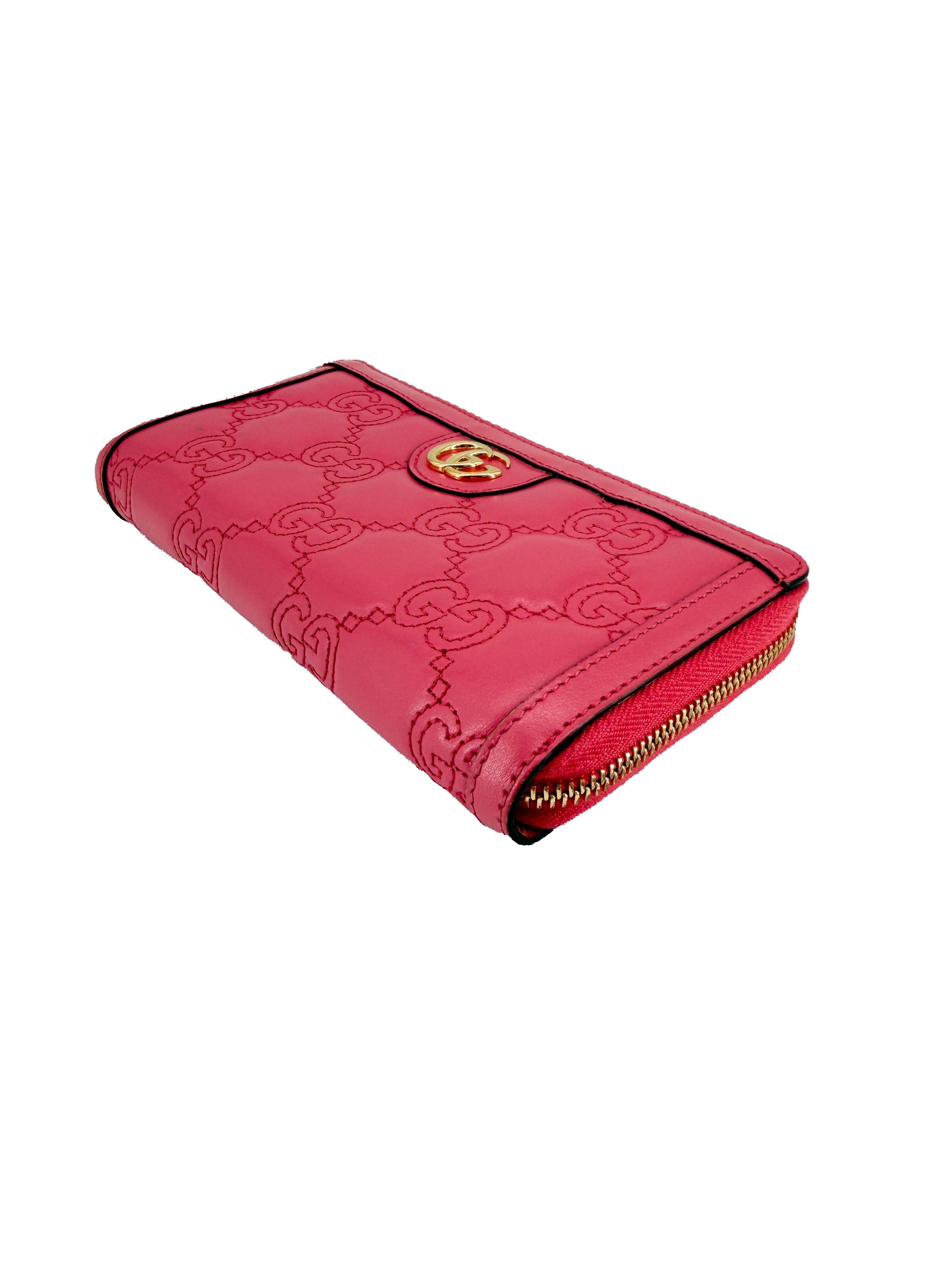Gucci hot pink Marmont Matelassé ZA wallet 723784-1147 BOX