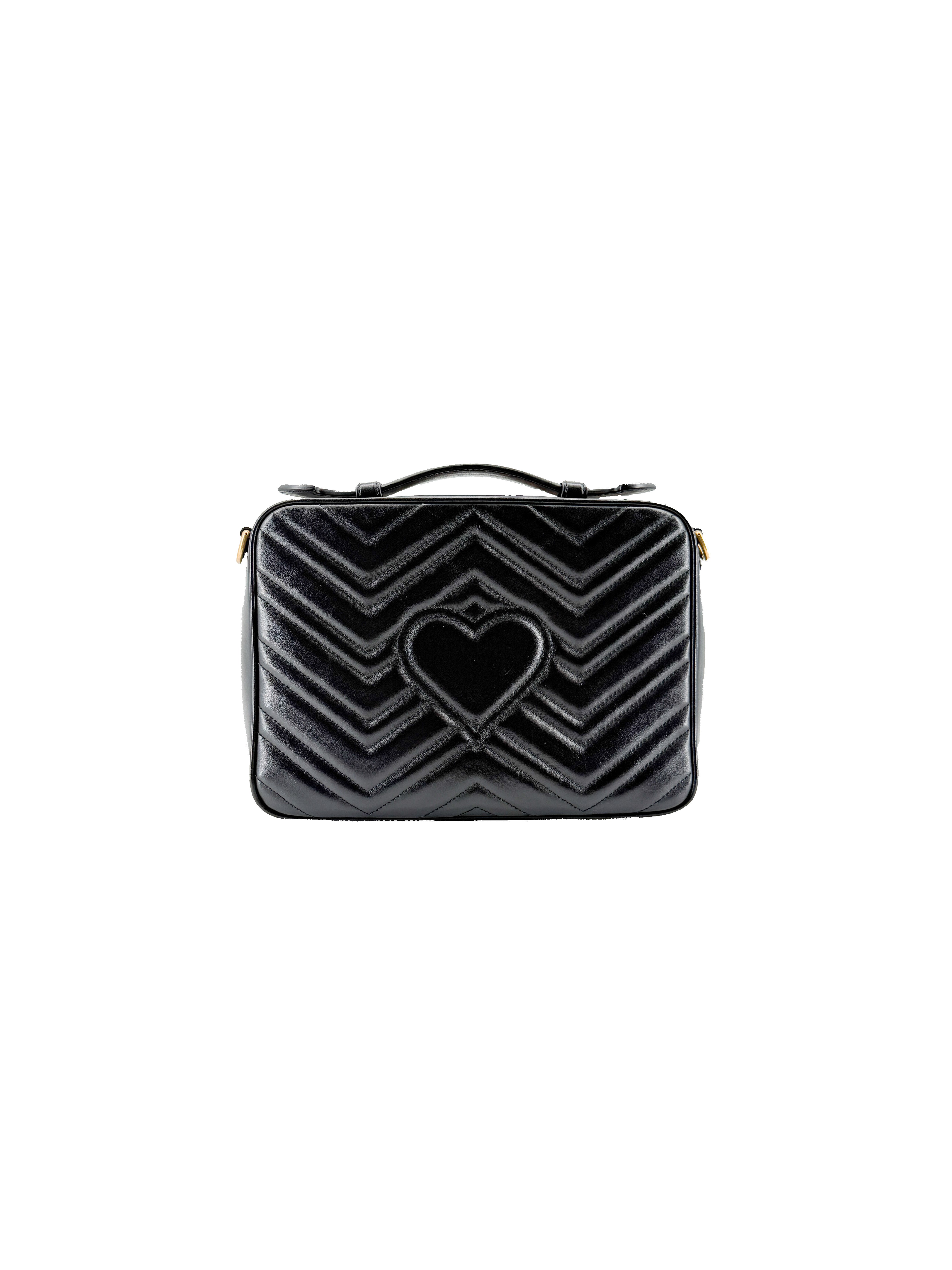 Gucci black calfskin Sylvie web small GG Marmont bag 498188 562600