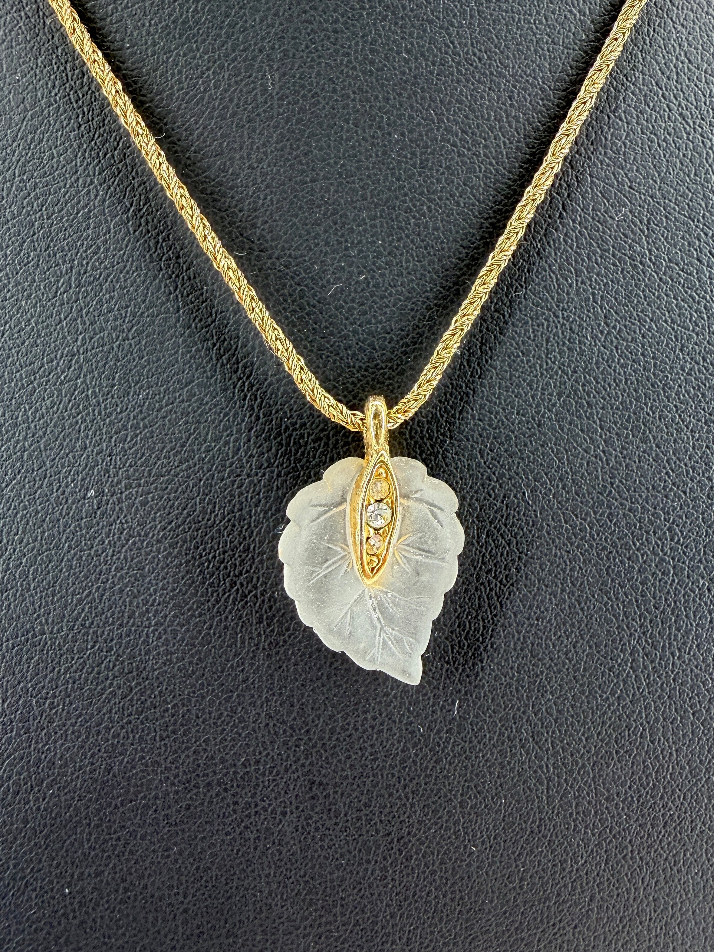 Christian Dior vintage gold tone leaf necklace