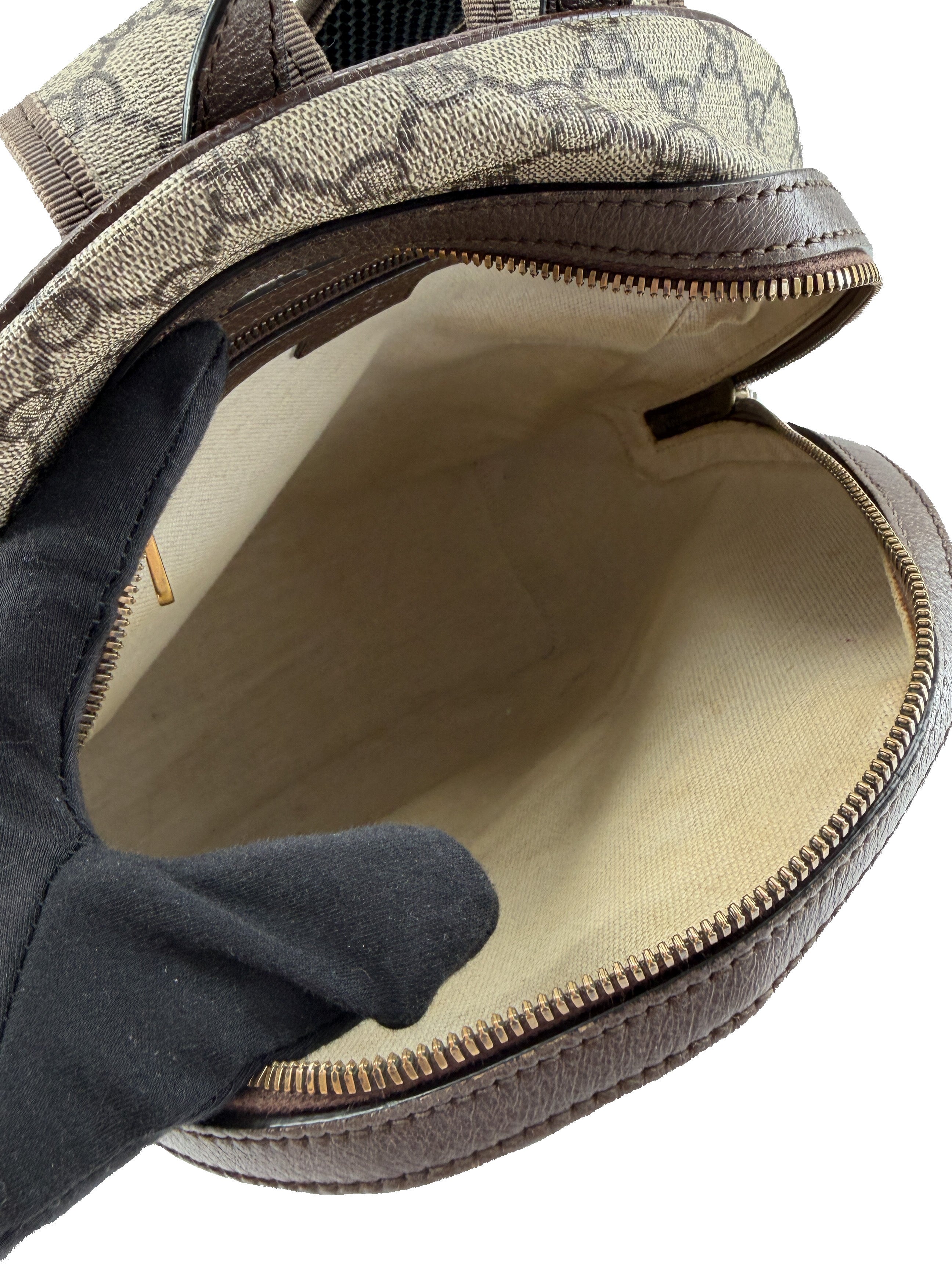 Gucci GG Supreme Monogram Calfskin Web Small Ophidia Day Backpack 547965 520981 - My Girlfriend's Wardrobe LLC