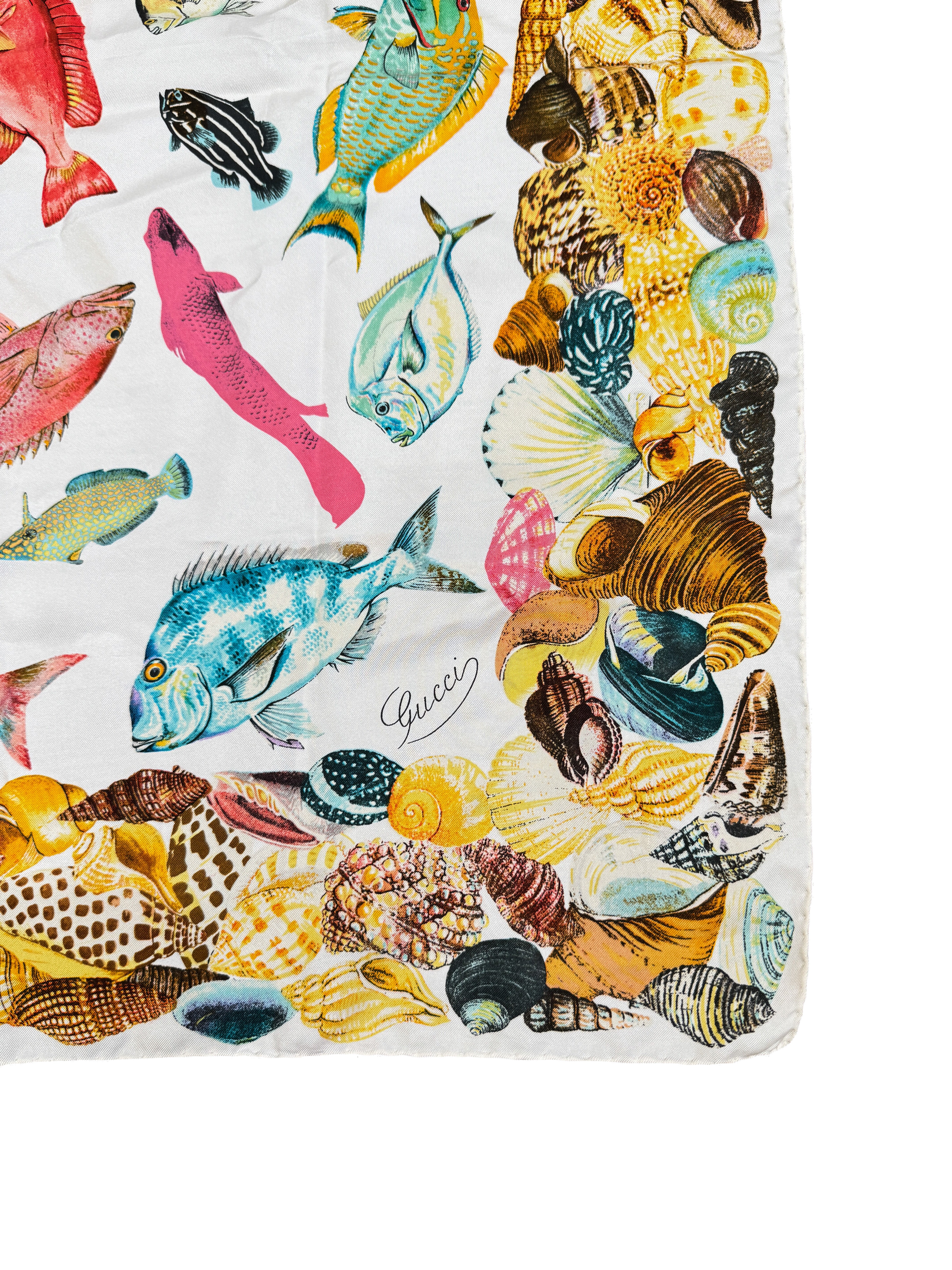 Gucci vintage sea print silk scarf
