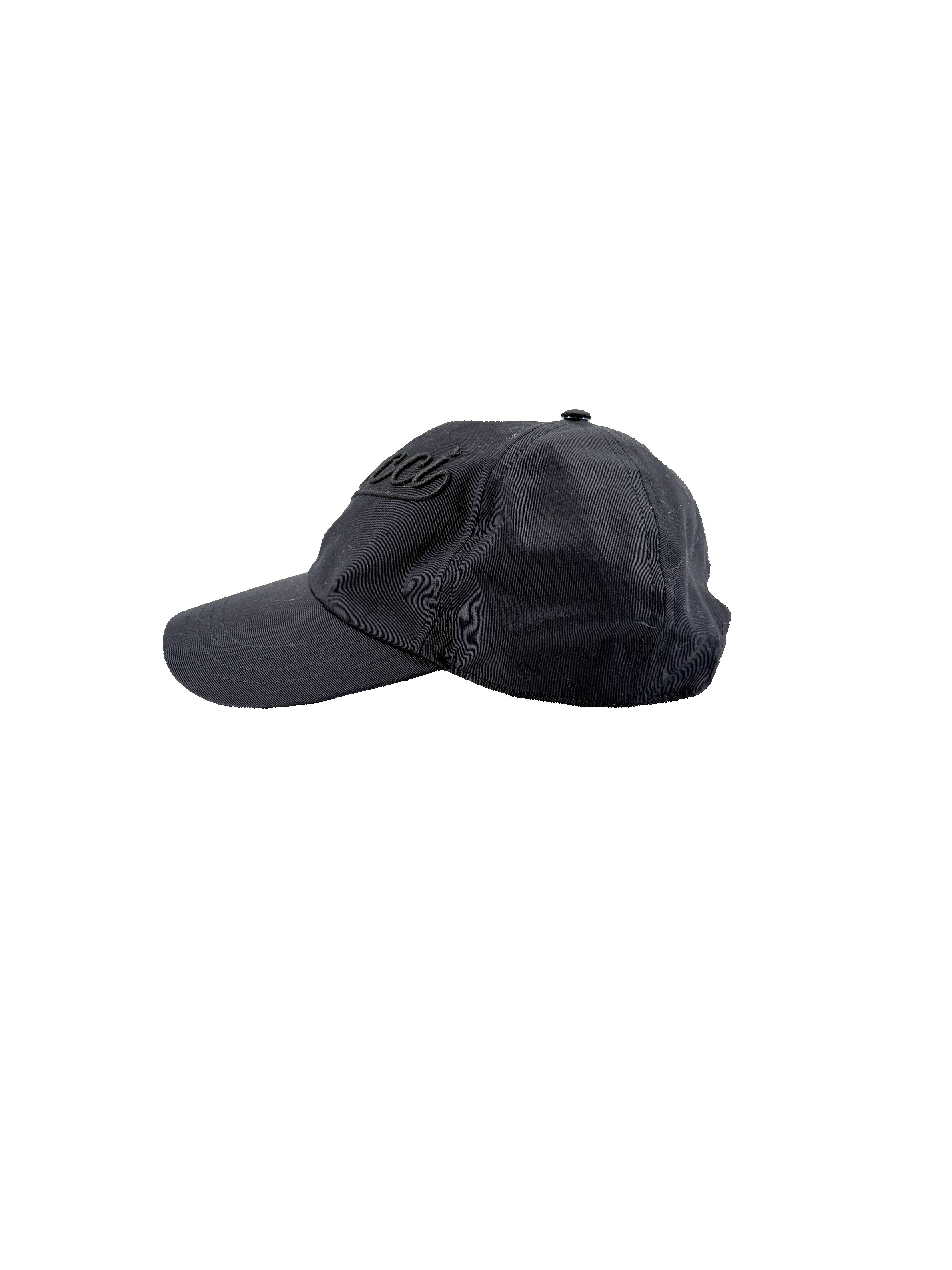Gucci black logo script baseball hat size M 58CM