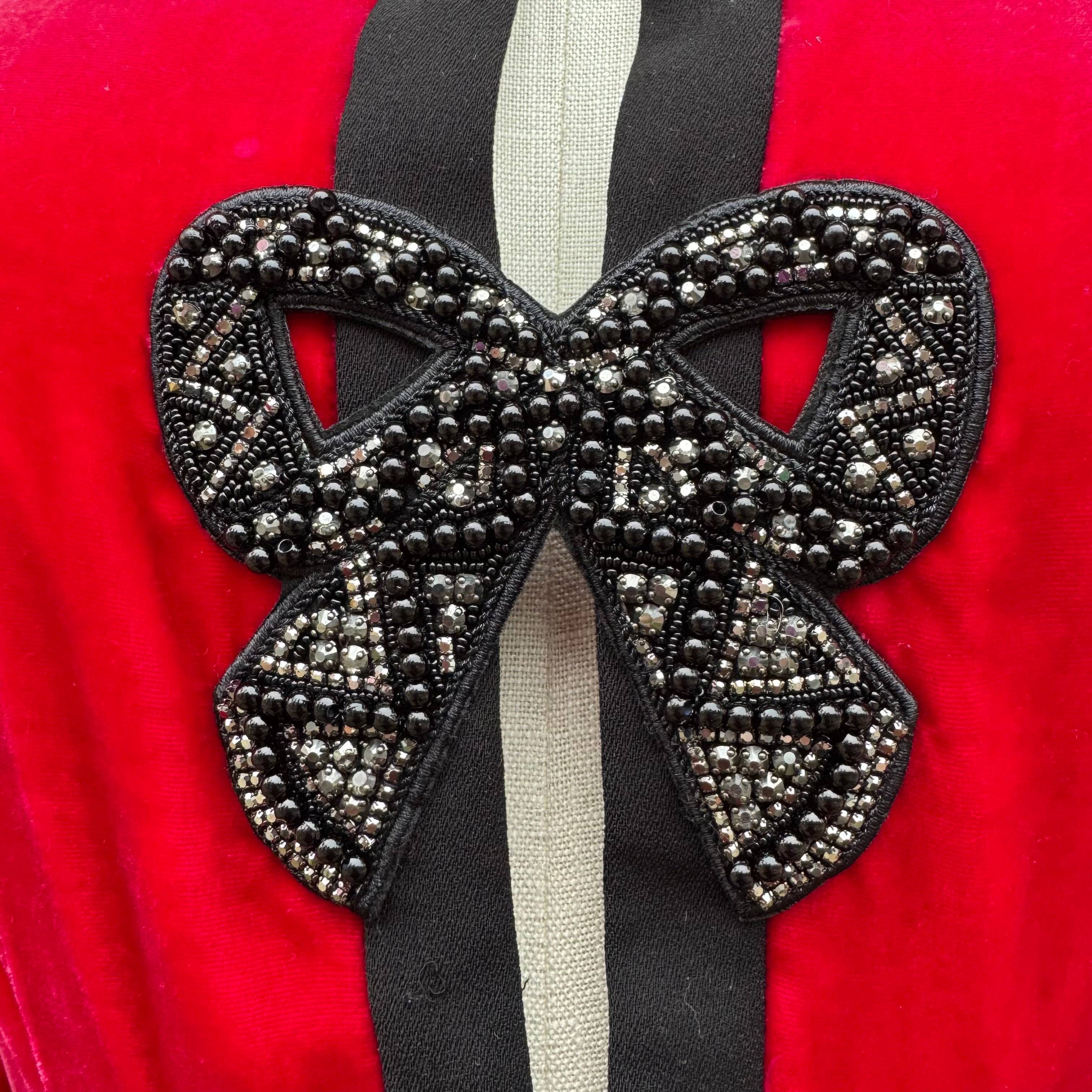 Saloni pink velvet Camille bow long sleeve dress size 4 retail $795