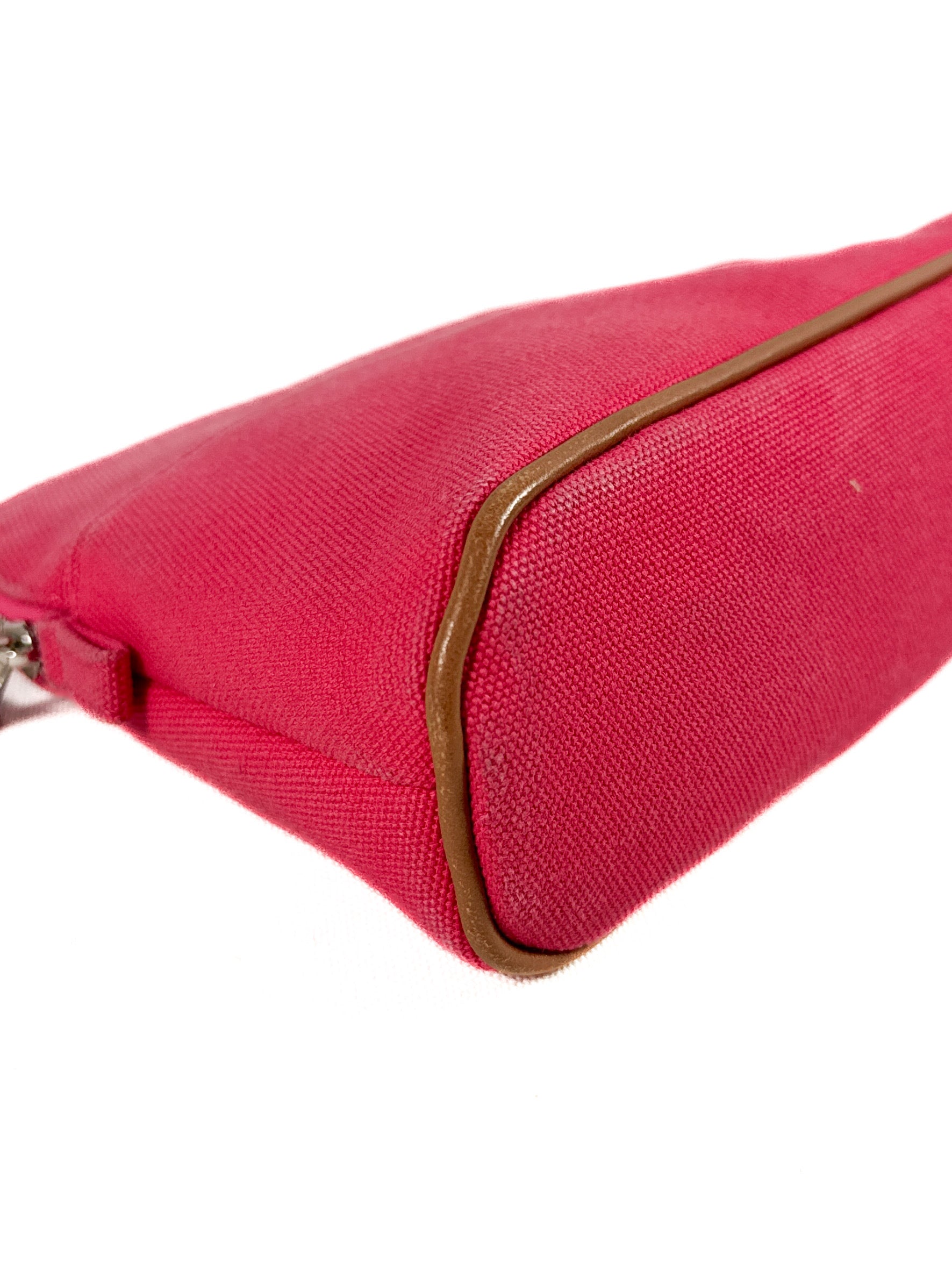 Hermès bright pink cotton Bolide zip pouch