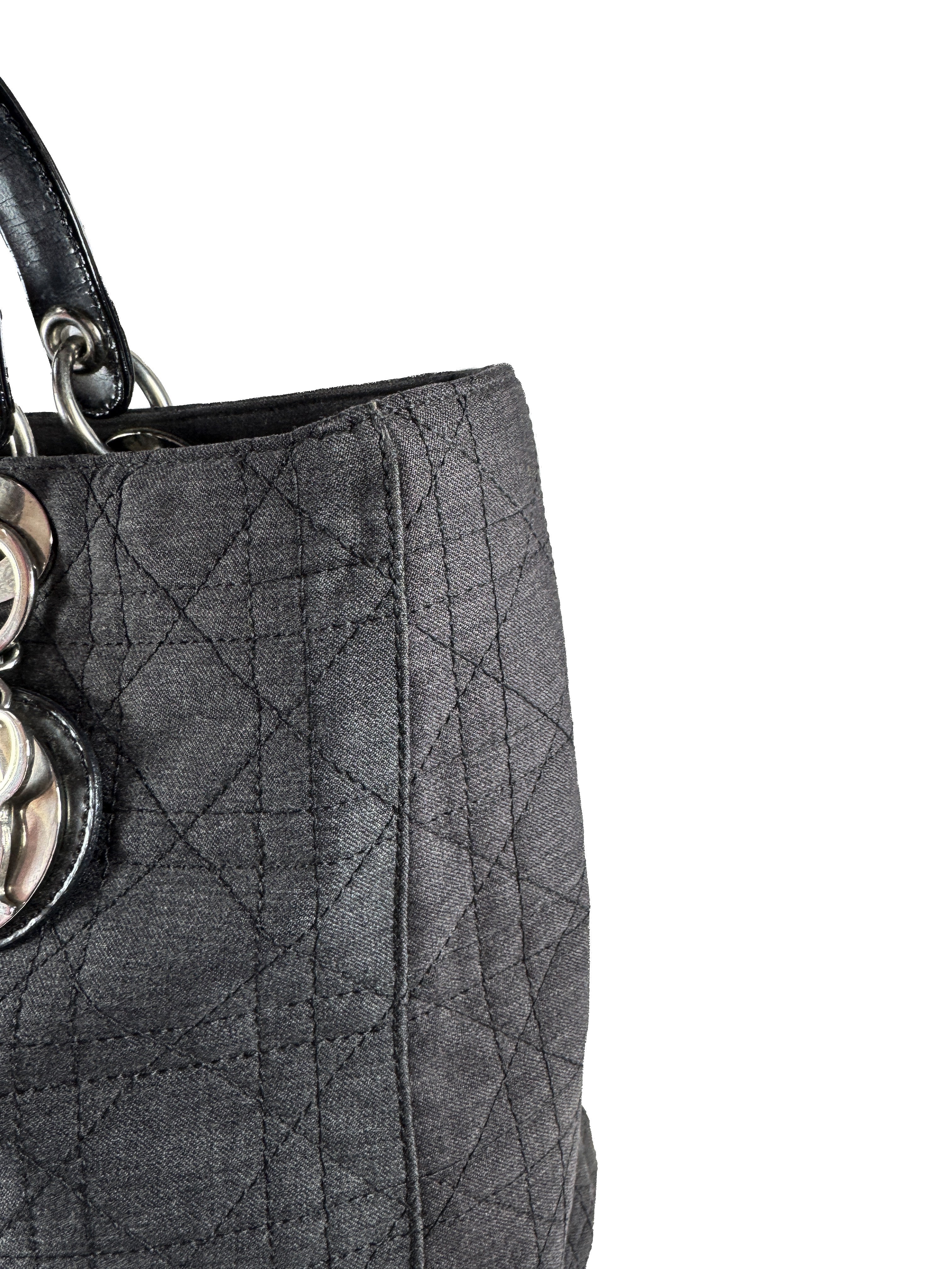 Christian Dior black denim Lady Dior vintage RU 0967