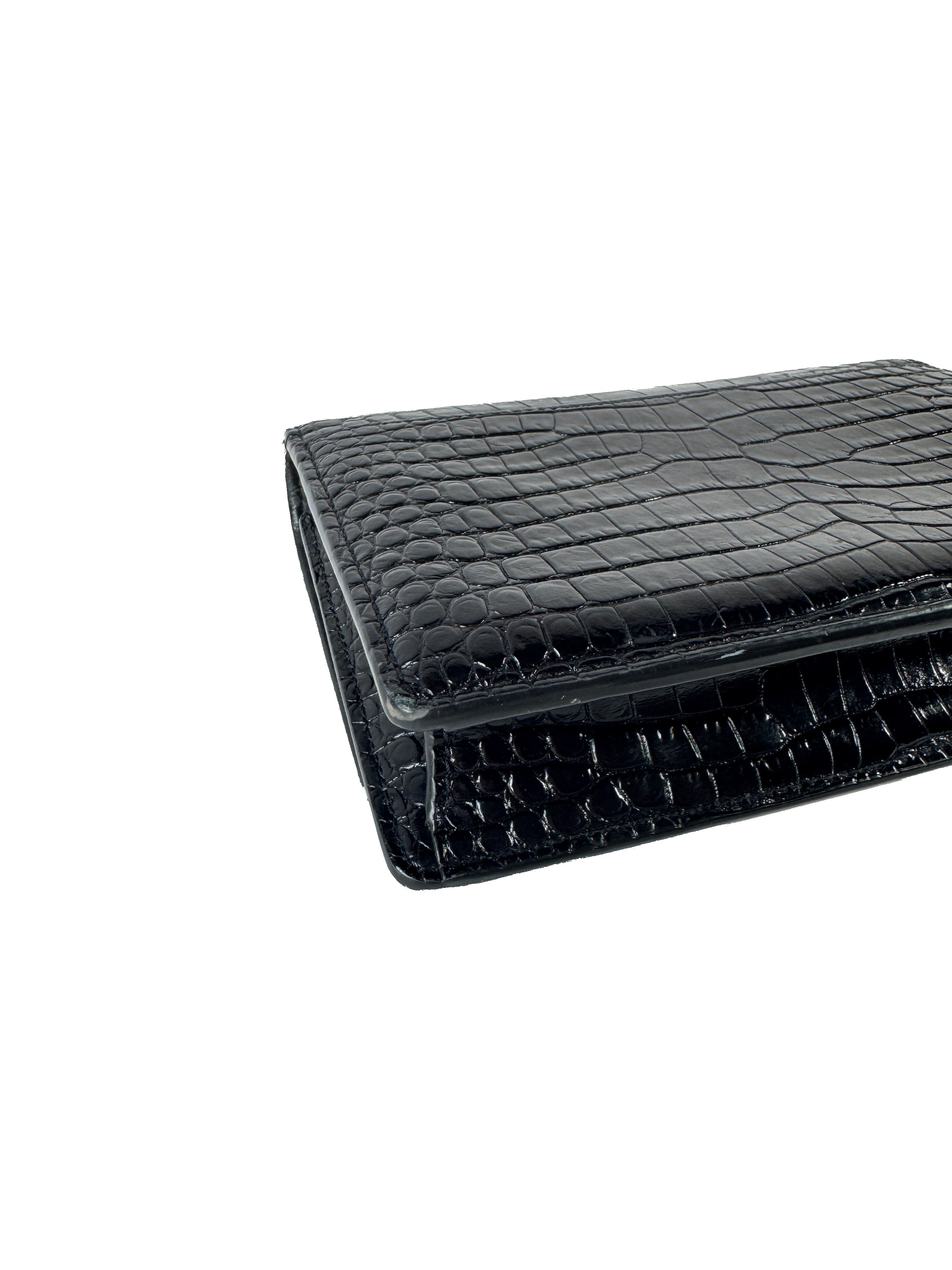 Saint Laurent black croc embossed Sunset mini GUE533026-0219