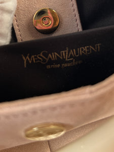 Yves Saint Laurent blush pink suede Mombasa horn mini bag