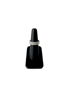 David Yurman sterling silver black diamond Petite Pavé Cable Band ring set of 2
