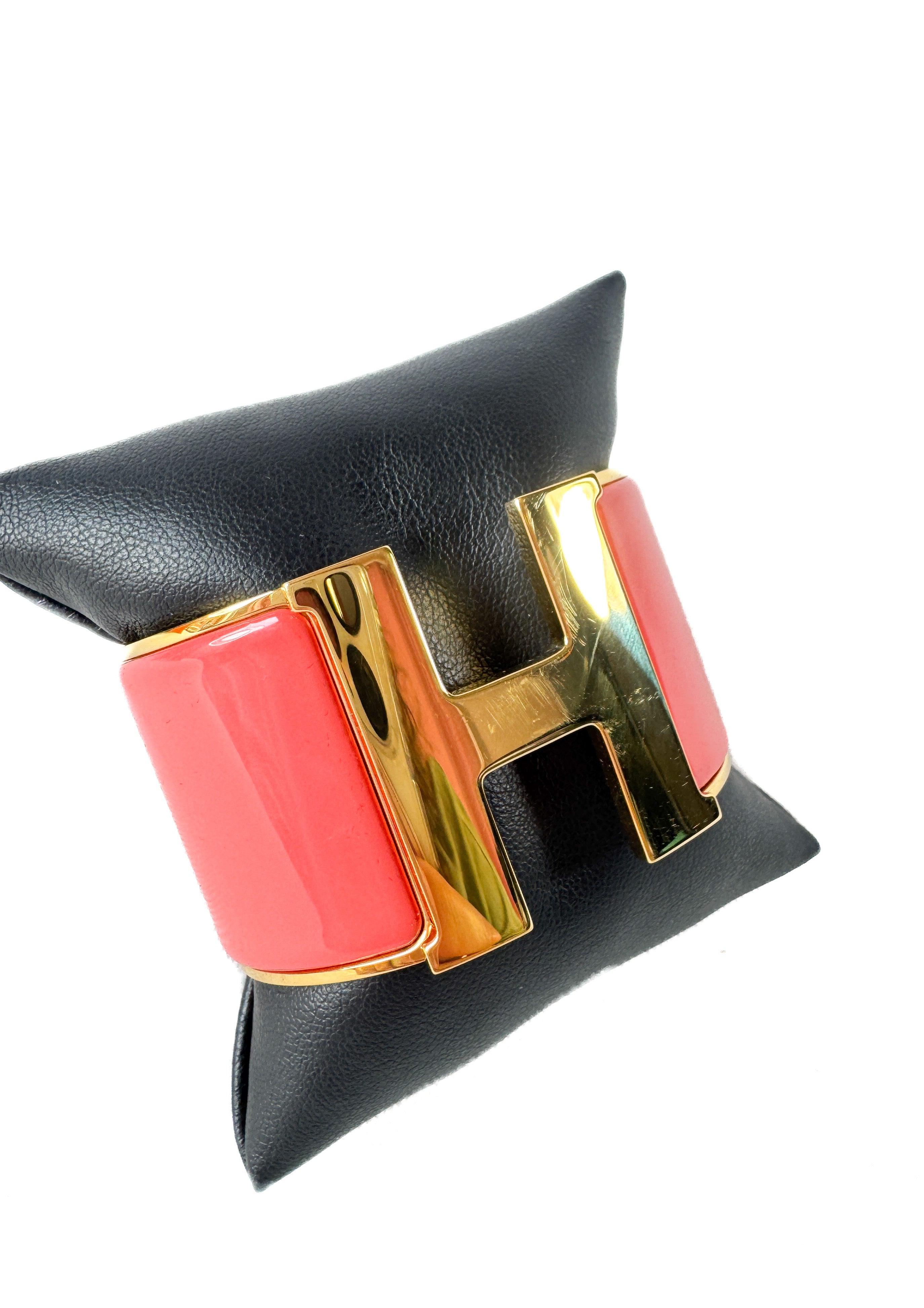 Hermès Clic H XL PM Bracelet rouge corail