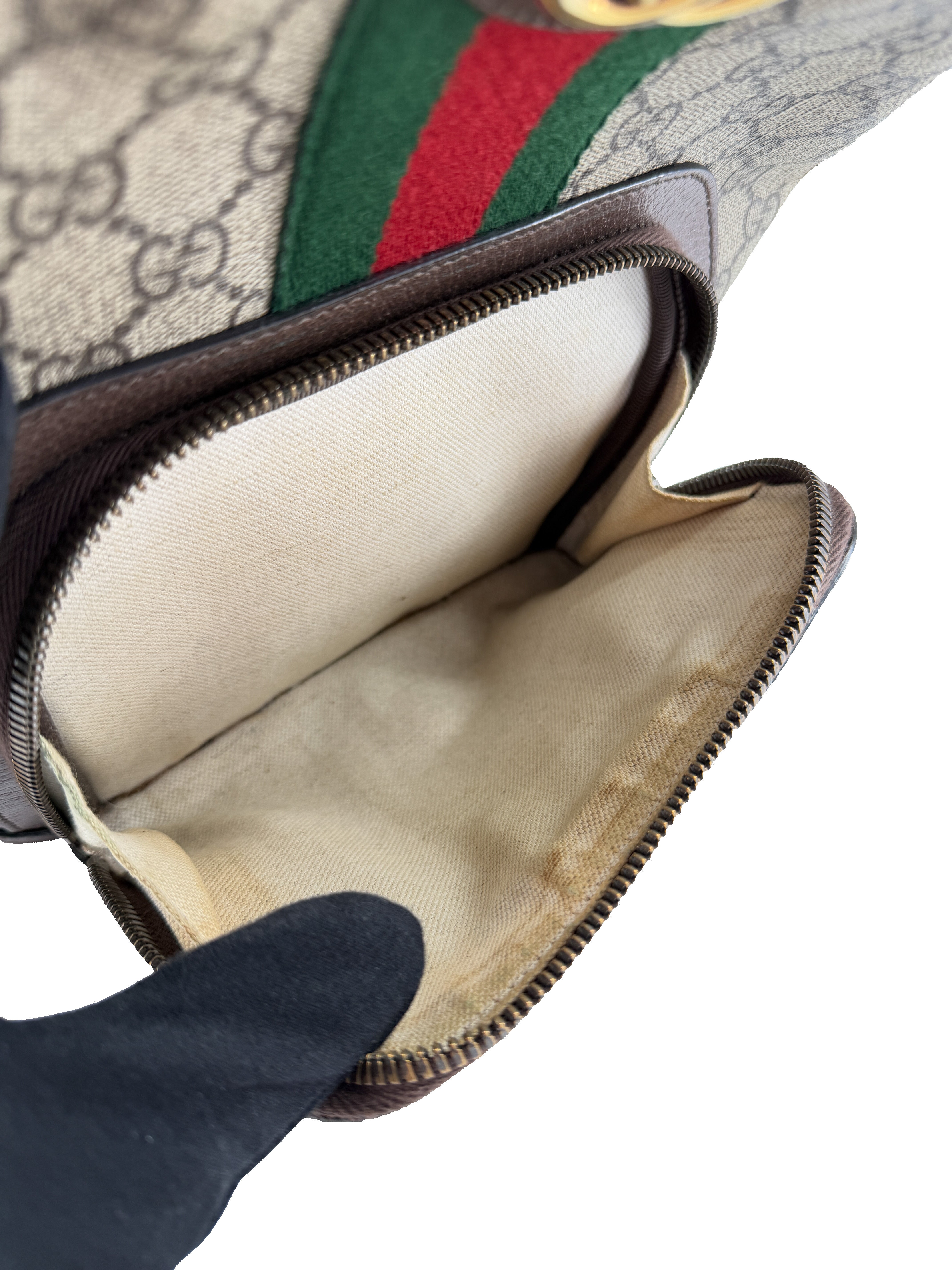 Gucci GG Supreme Monogram Calfskin Web Small Ophidia Day Backpack 547965 520981 - My Girlfriend's Wardrobe LLC