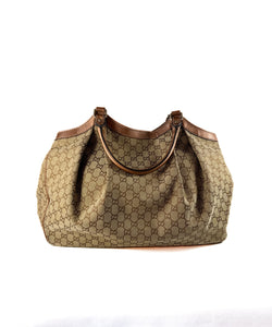 Gucci brown bronze cloth leather medium Sukey hobo shoulder bag