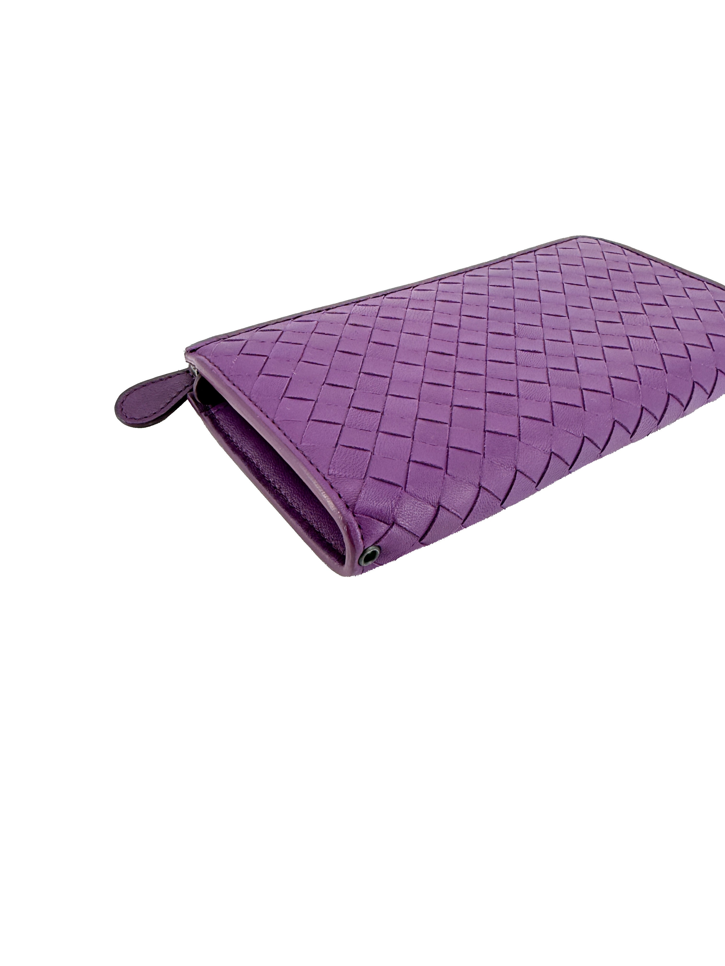 Bottega Veneta purple Intrecciato leather wallet B03497576W BOX