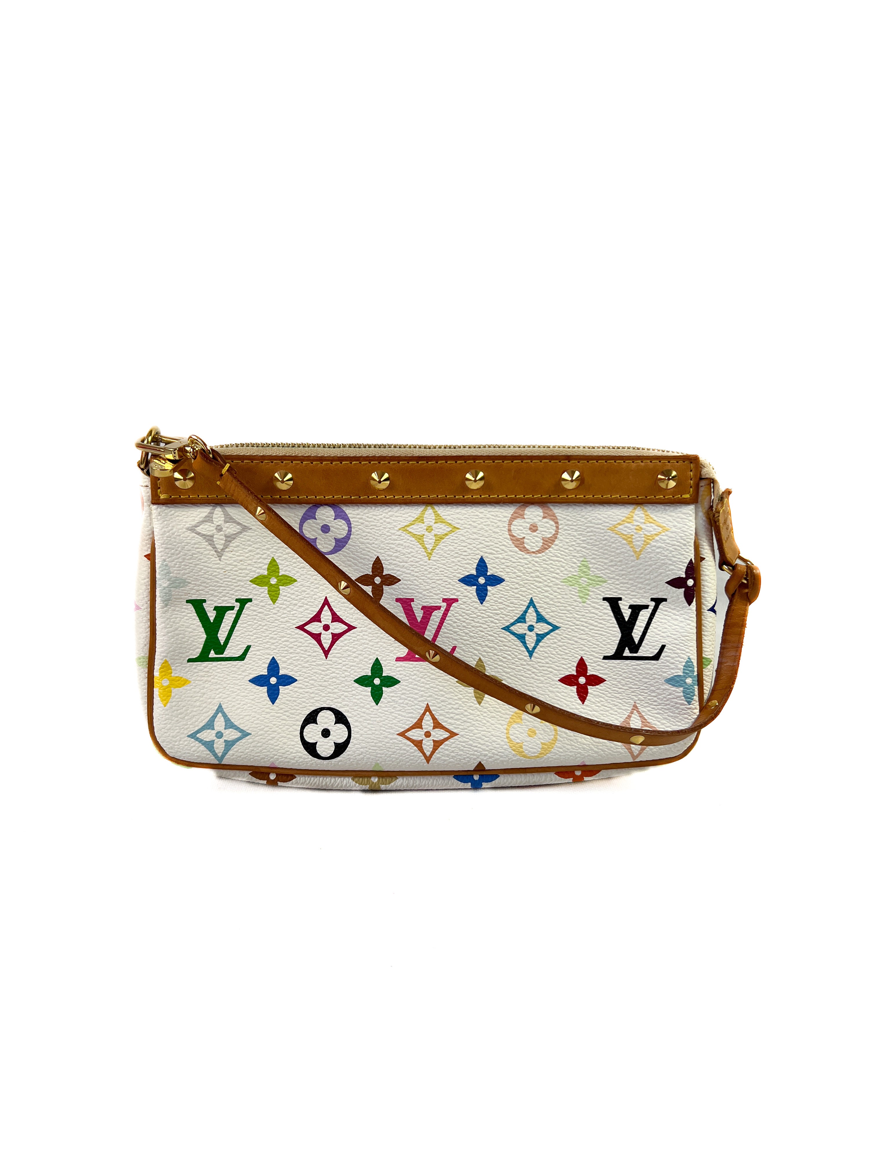 Louis Vuitton x Takashi Murakami white multi color pochette