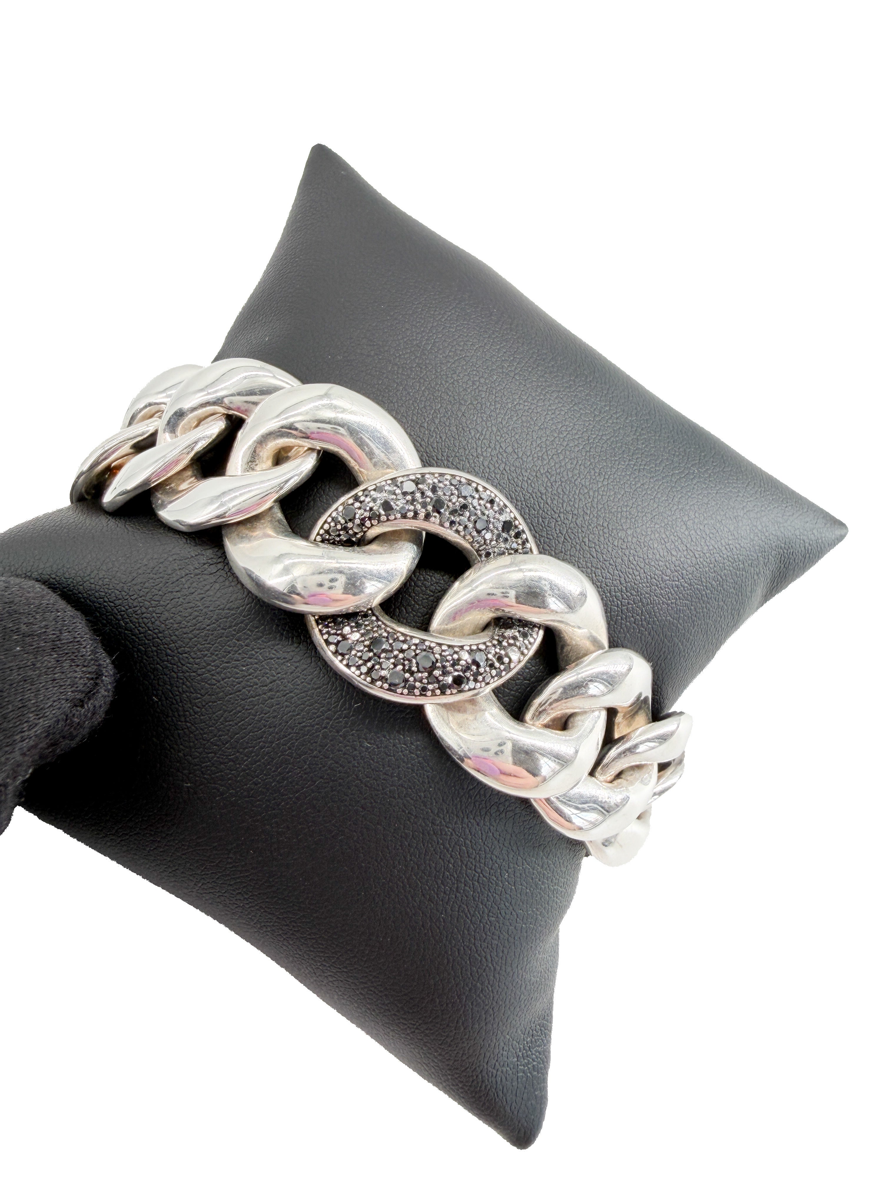 David Yurman sterling silver, black diamond Cordelia link bracelet