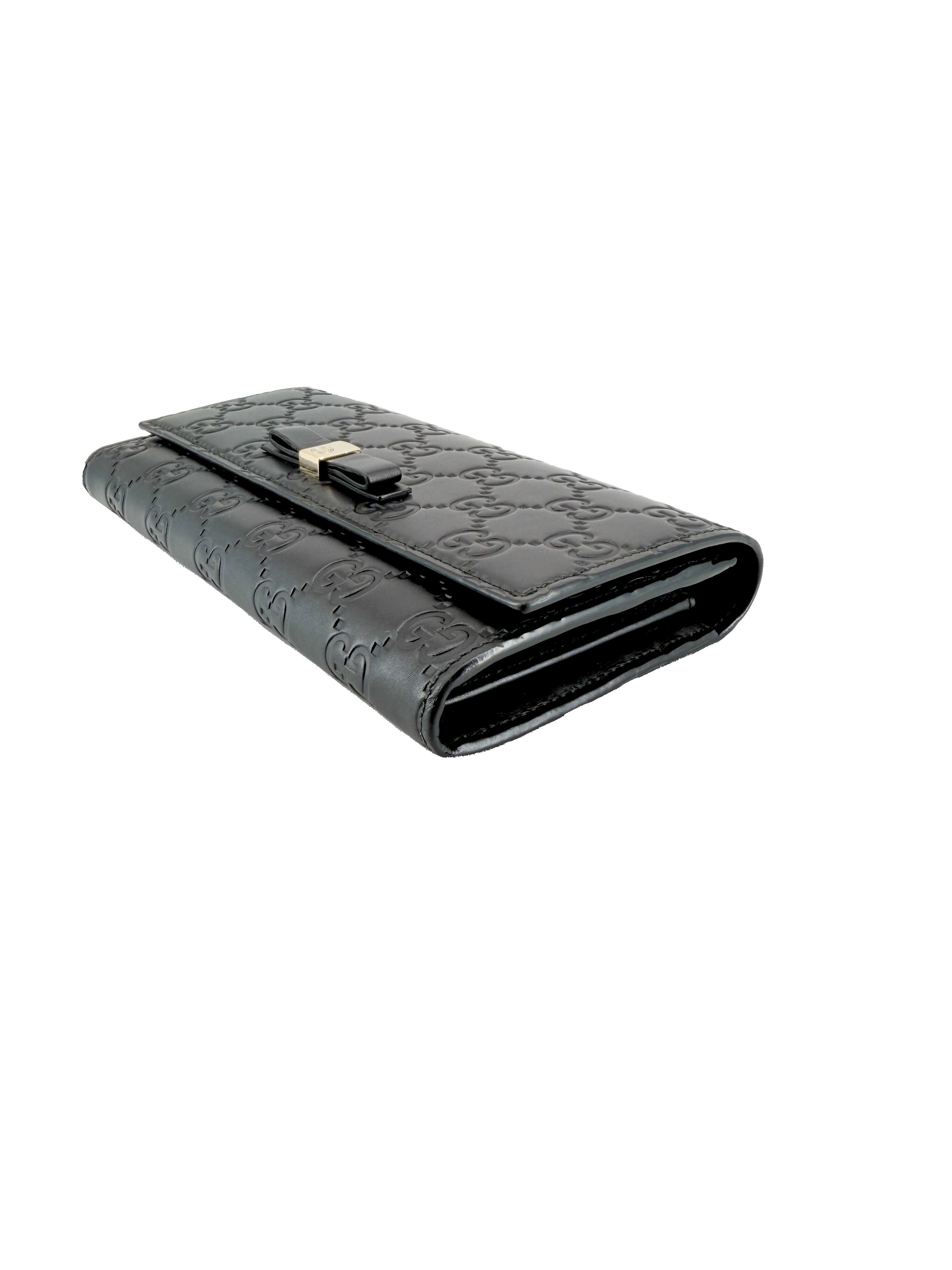 Gucci black Guccissima bow wallet 388679-2149